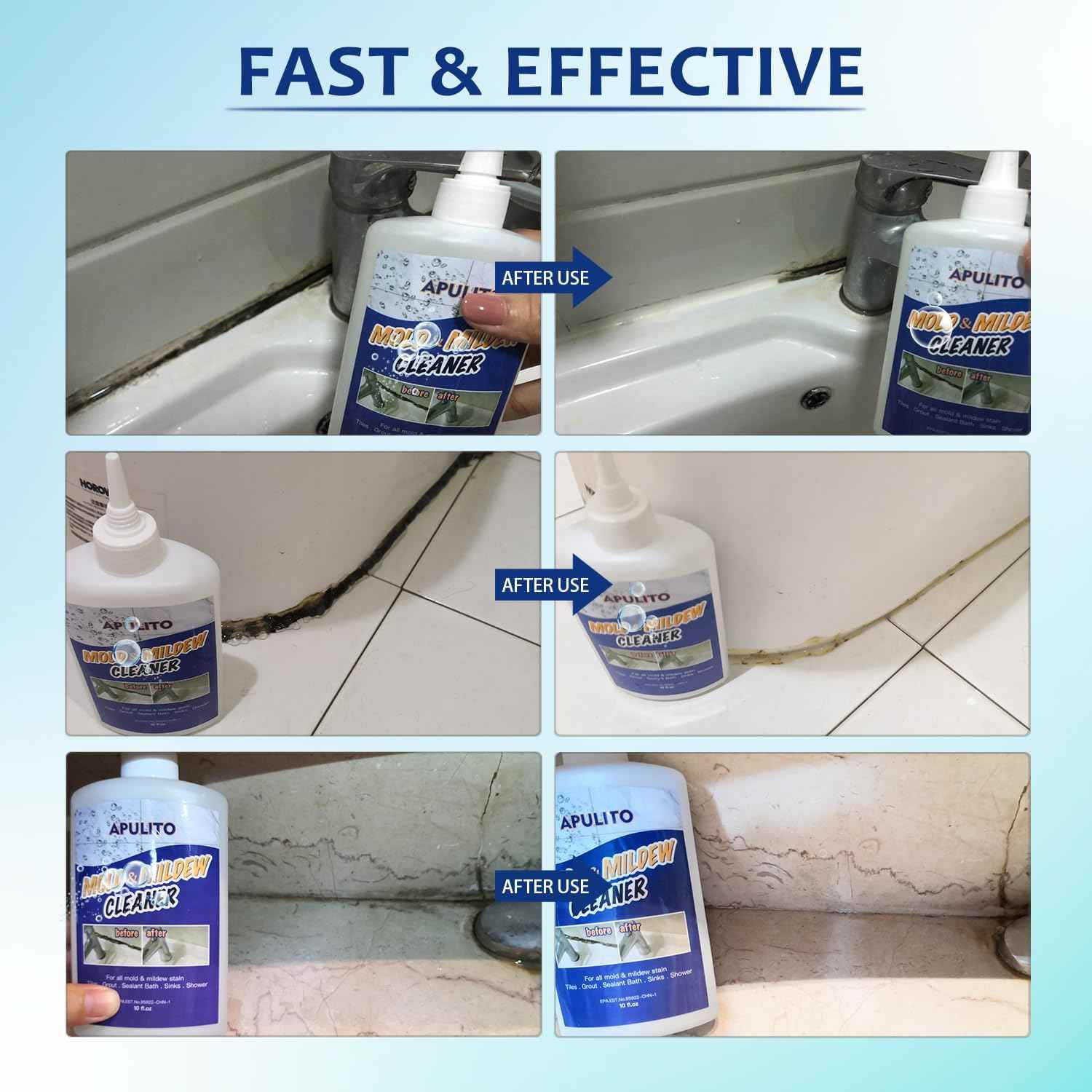 APULITO Household Cleaner Gel for Bathroom Shower Kitchen Tile Grout, Sinks Countertops 10 Fl Oz (Pack of 1)