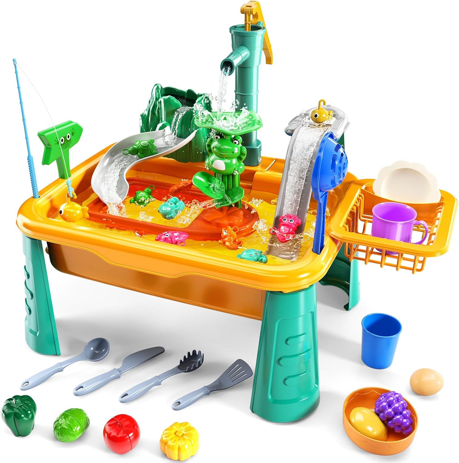 Kitchen Sink Toys for Toddlers 3-5, Play Sink with Running Water, Water Table for Kids Ages 4-8
