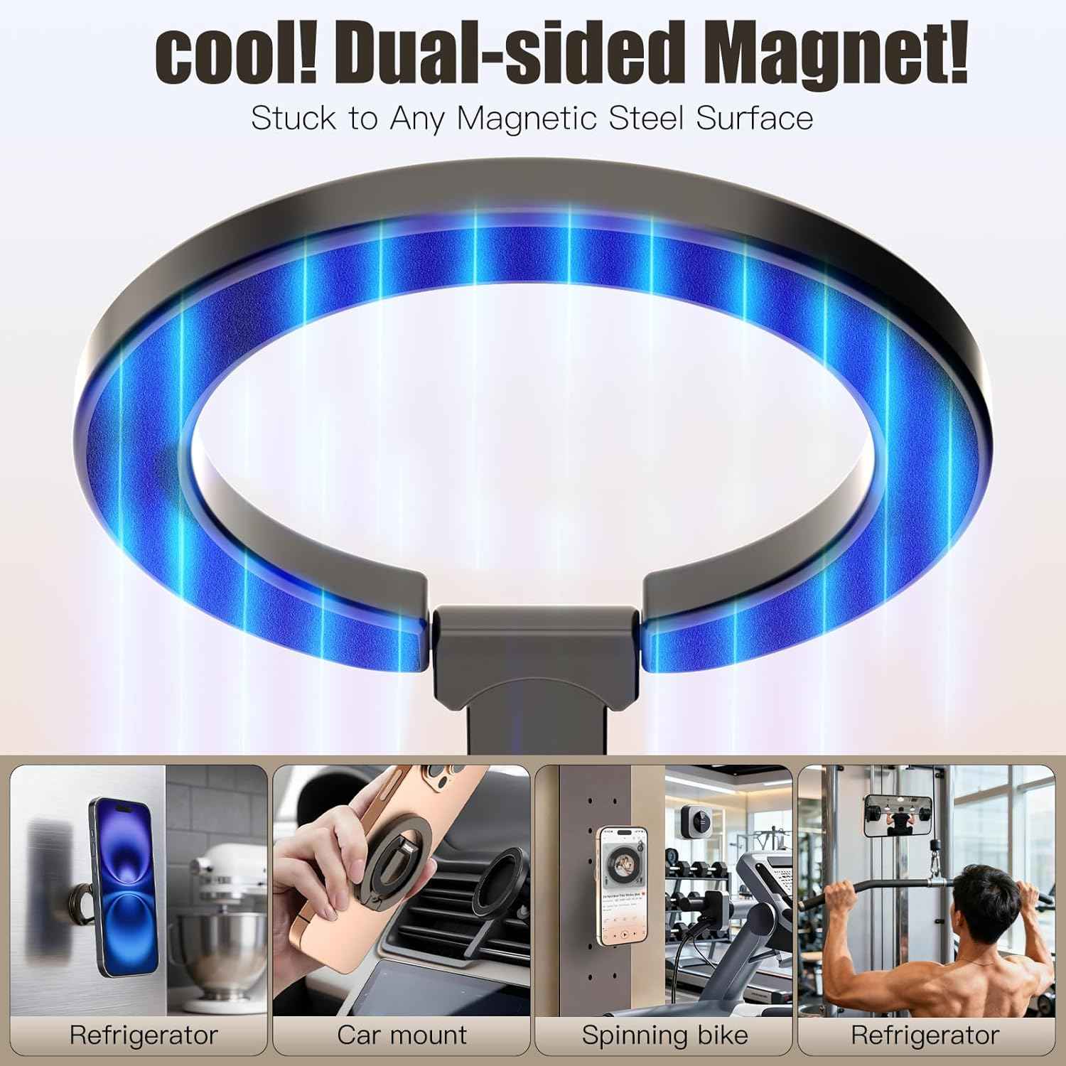 Magnetic Phone Ring for MagSafe Grip [Dual-Sided Magnetic] [Super Magnet] [Magnet Phone Stand Grip Compatible with Car Mounts] Mag Safe Accessory for iPhone 17/16/15/14/13 Pro Max Plus, Grey
