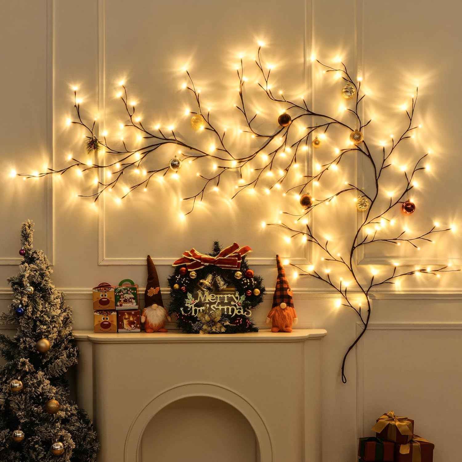Enchanted Willow Vine Lights with Remote 8 Modes, Christmas Decorations Indoor Room Decor, 9.5 ft 160LEDs Lighted Willow Vine Lights for Walls Bedroom Home Decor, 1 Pack
