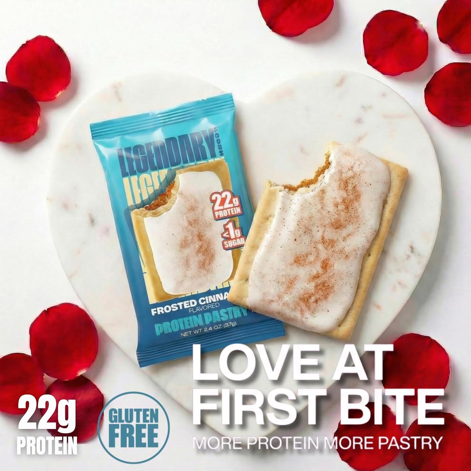Legendary Foods 22g Protein Pastry, Frosted Cinnamon, Low Carb, Gluten Conscious, Keto Snack, 8 Pack