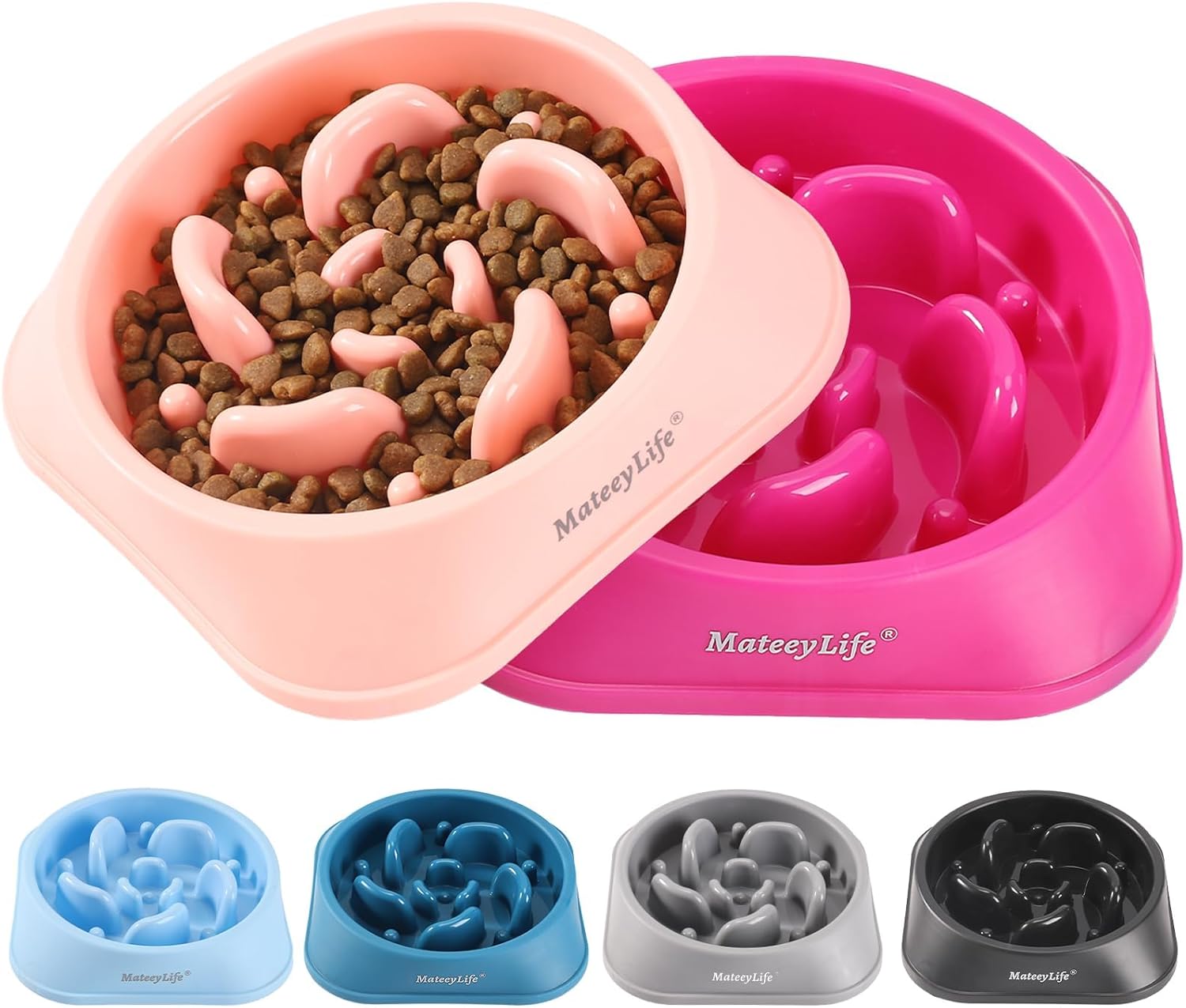 MateeyLife slow feeder dog bowls, 2PCS, anti-choking puzzle dog food bowls, anti-slip interactive feeding slow down eating for medium breeds