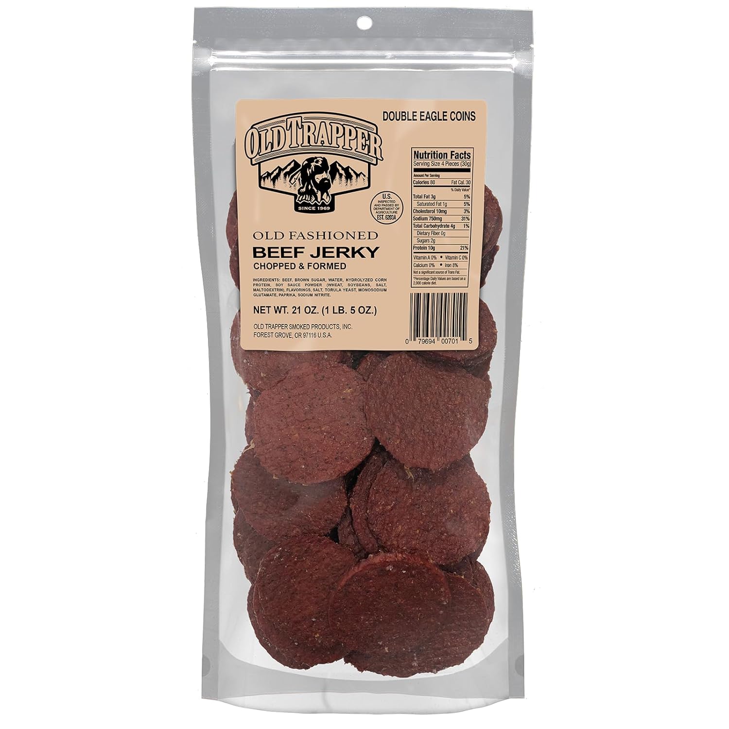 Old Trapper Double Eagle Beef Jerky, 21 Ounce Package, Old-Fashioned Flavor, Delicious Snacks