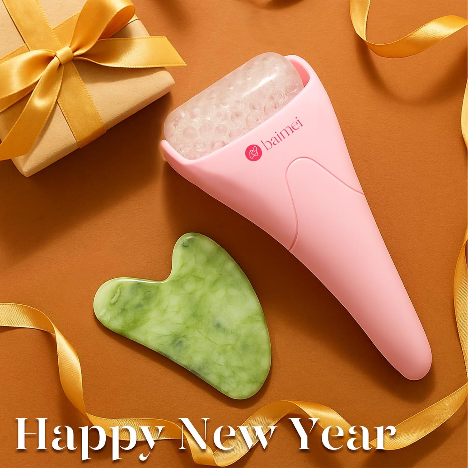 baimei icyme ice roller face gua sha tool set pink reduces puffiness migraines skin care