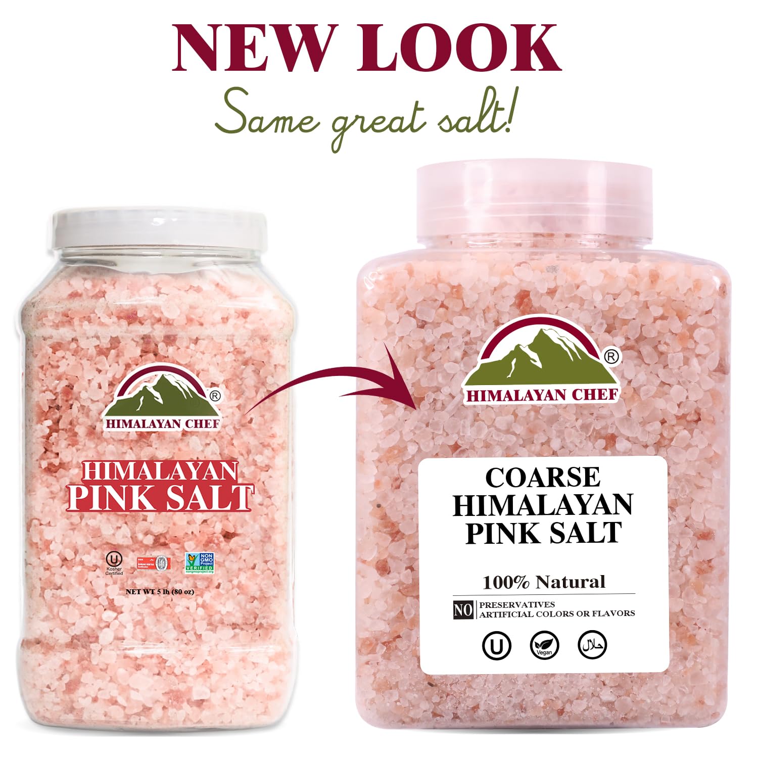 Himalayan Chef Pink Himalayan Salt Coarse Grain, 5 lbs, Pure, Natural, Kosher, Mineral-Rich, Refill for Grinders, Cooking, Seasoning