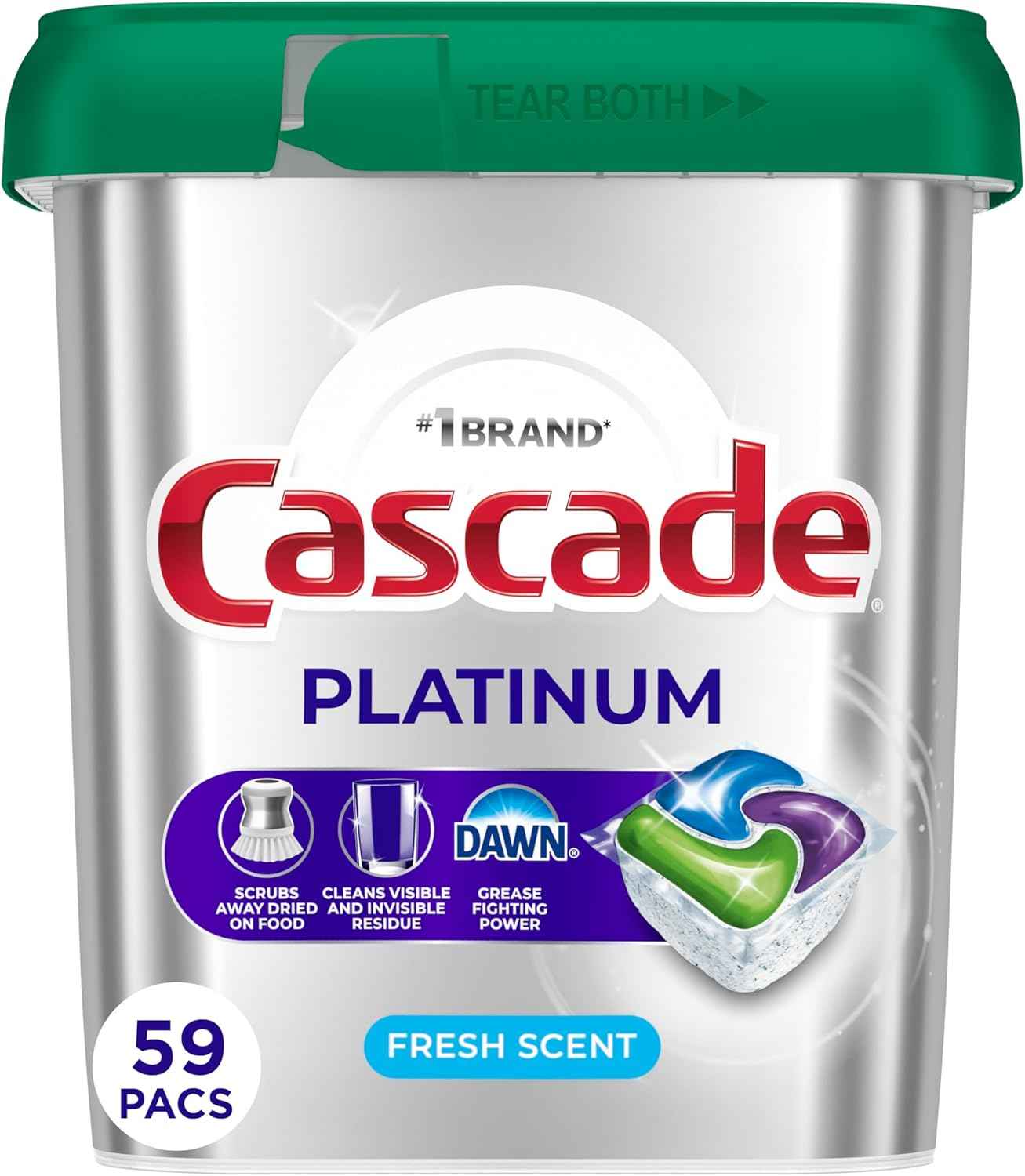 Cascade Platinum Dishwasher Pods, Dishwasher Detergent, Dish Detergent Soap, Fresh, 71 count