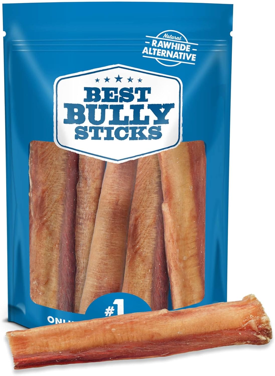Best Bully Sticks Thick 6 Inch Natural Beef Bully Sticks for Large Breeds Dogs - Single Ingredient - 5 Count