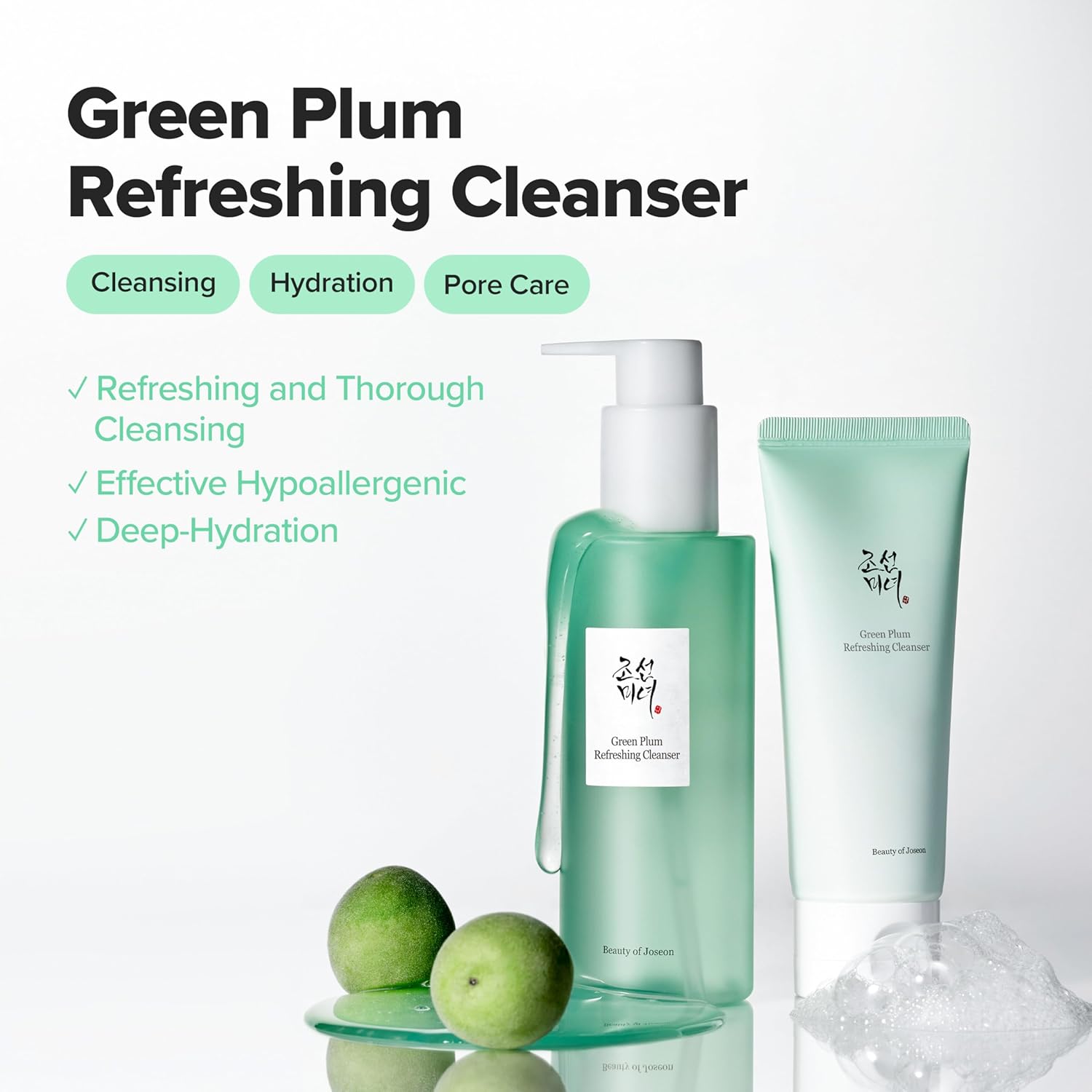 Beauty of Joseon Green Plum Refreshing Deep Pore Cleanser, 3.38 fl.oz, 100ml Korean Skincare for All Skin Types