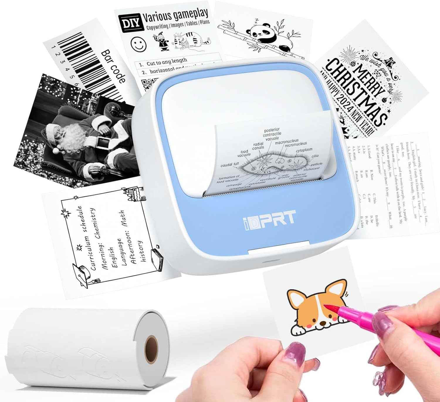 iDPRT Portable Sticker Maker Machine with 1 Roll Sticker Paper, Mini Printer Efficiently and Quickly, Thermal Printer for Study Notes, Pictures, DIY, Label, Free App with Multiple Templates, Grey