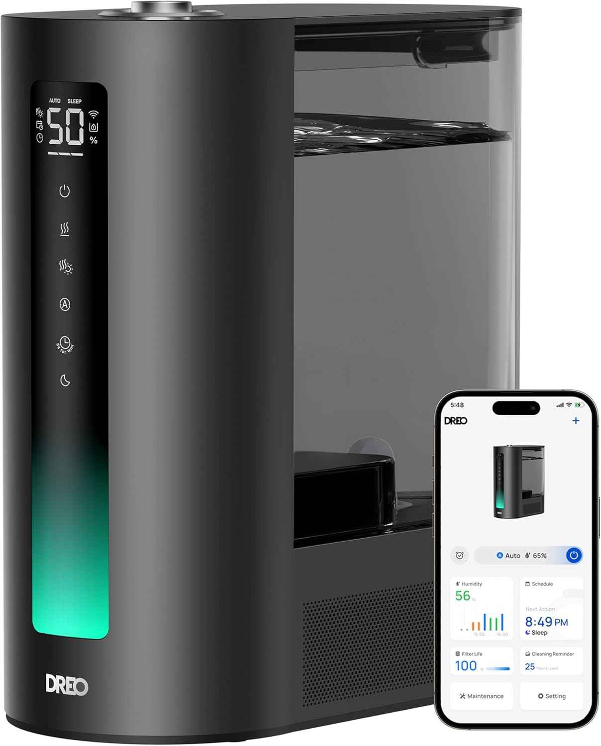 DREO 6L Humidifiers for Bedroom, Smart Warm & Cool Mist for Large Room, 60Hr Quiet Runtime for Baby, Plant, Humidity Sensor, Indicator Light, 12H Timer, Google/Alexa, HM713S
