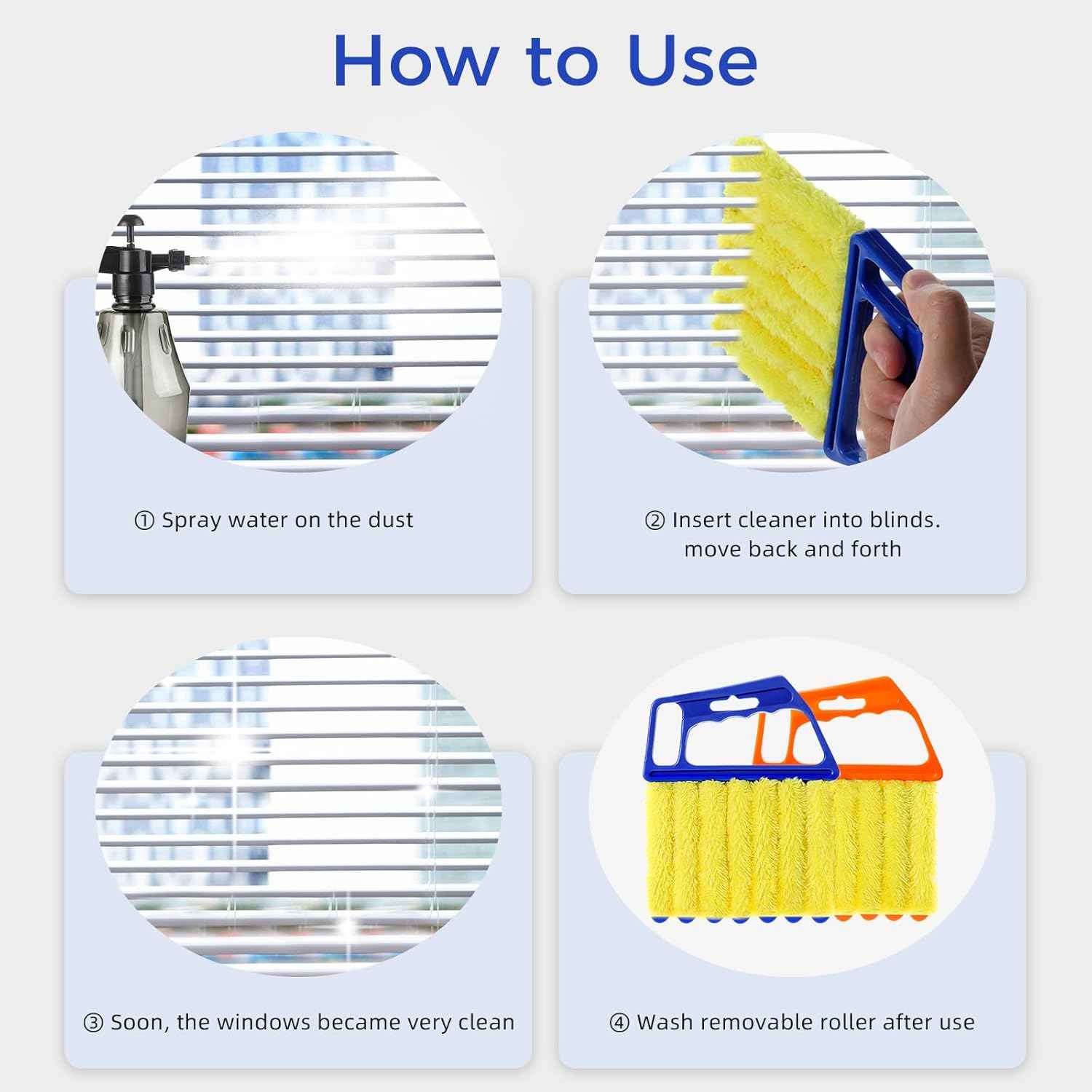 4Pcs Window Venetian Blind Cleaner Duster Tool,Washable 7 Fingers Dusting Cleaner and Air Vent Cleaner,Shutter Brush,Blinds Air Conditioner Keyboard Fan Duster Dirt Housekeeping Tool