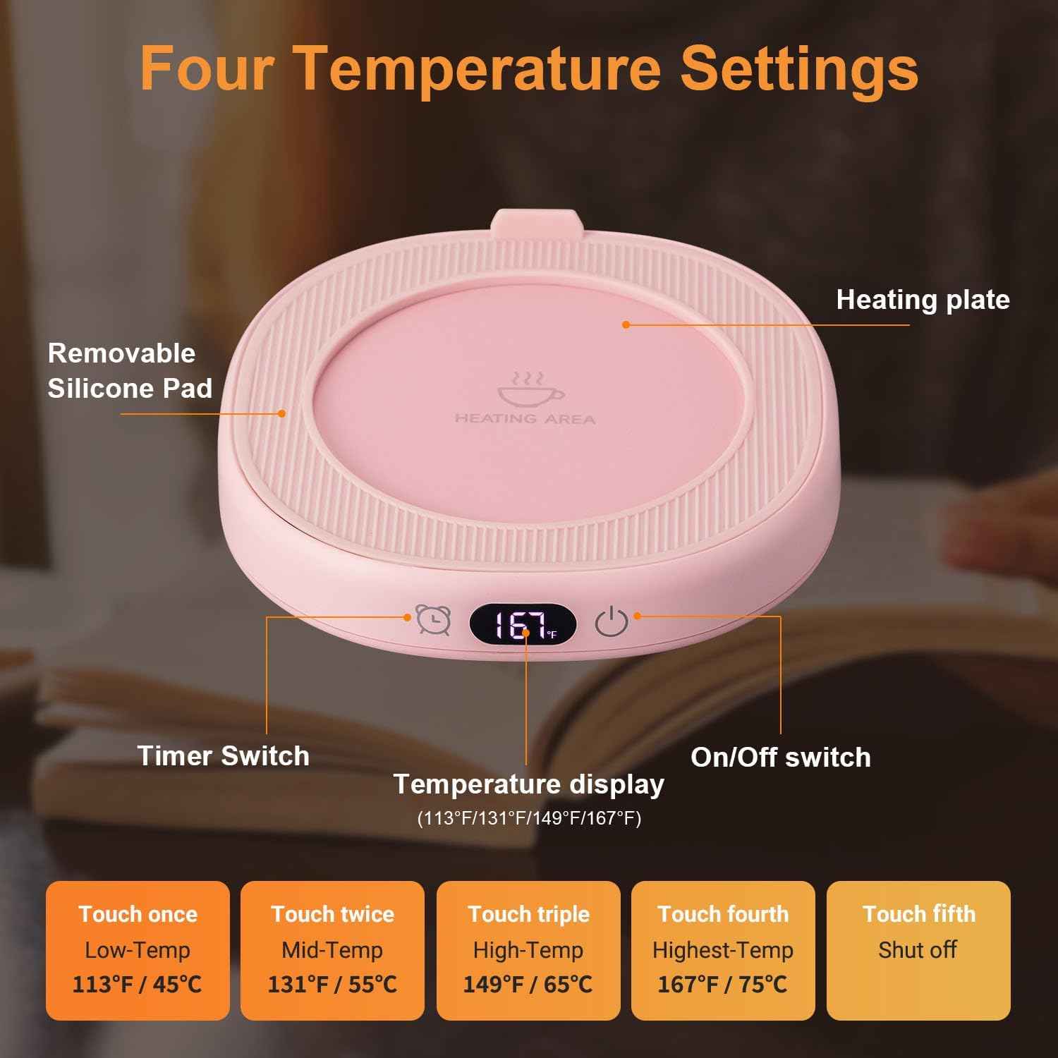 Coffee Mug Warmer & You are Awesome Mug Set, Electric Cup Warmer for Desk, Beverage Warmer with 4 Temperature Setting, 8-Hours Auto Shut Off