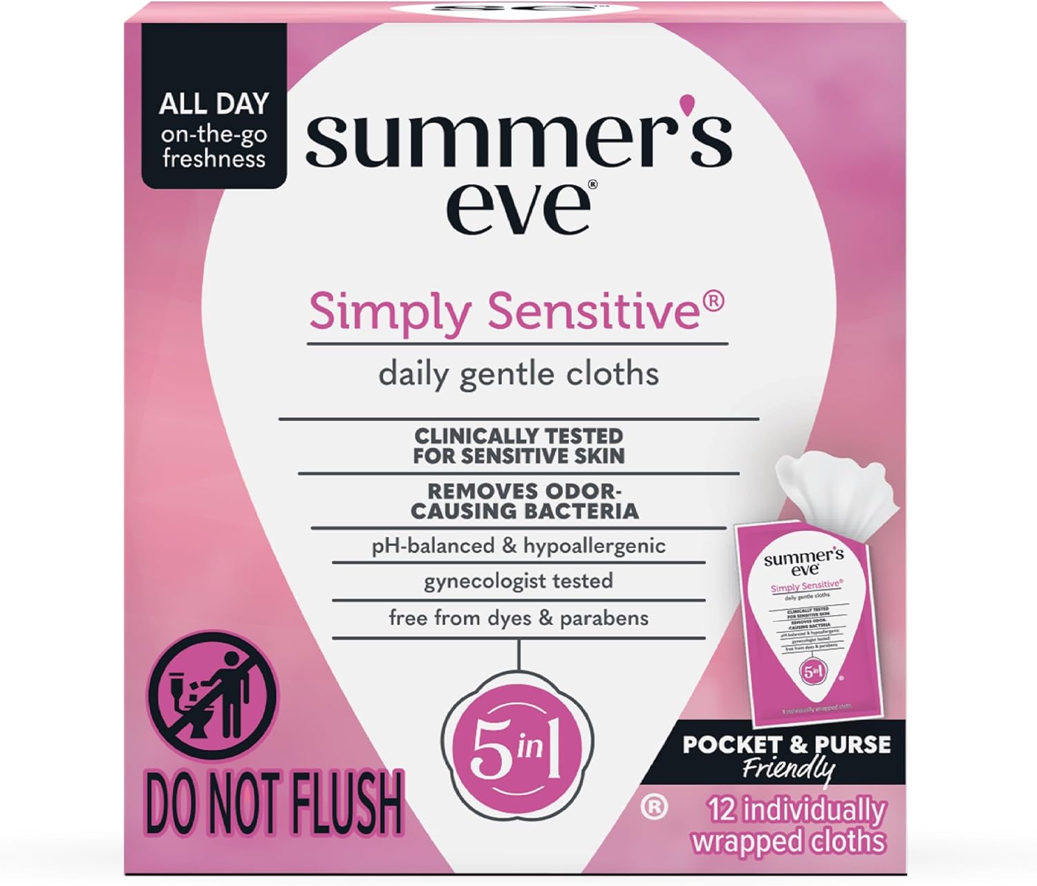 Summer's Eve 12-count Ultimate Odor Protection Daily Feminine Wipes with pH-balanced boric acid formula