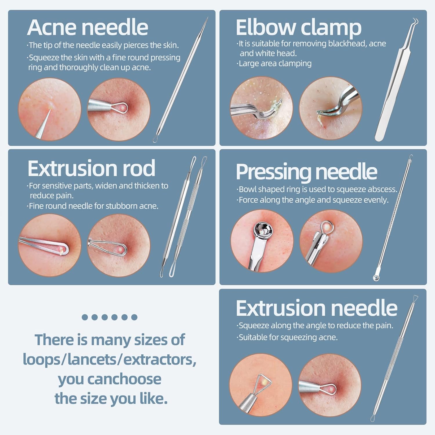 jpnk blackhead remover tool comedones extractor acne removal kit for blemish whitehead popping 6 pc zit removing for nose face tools with leather bag
