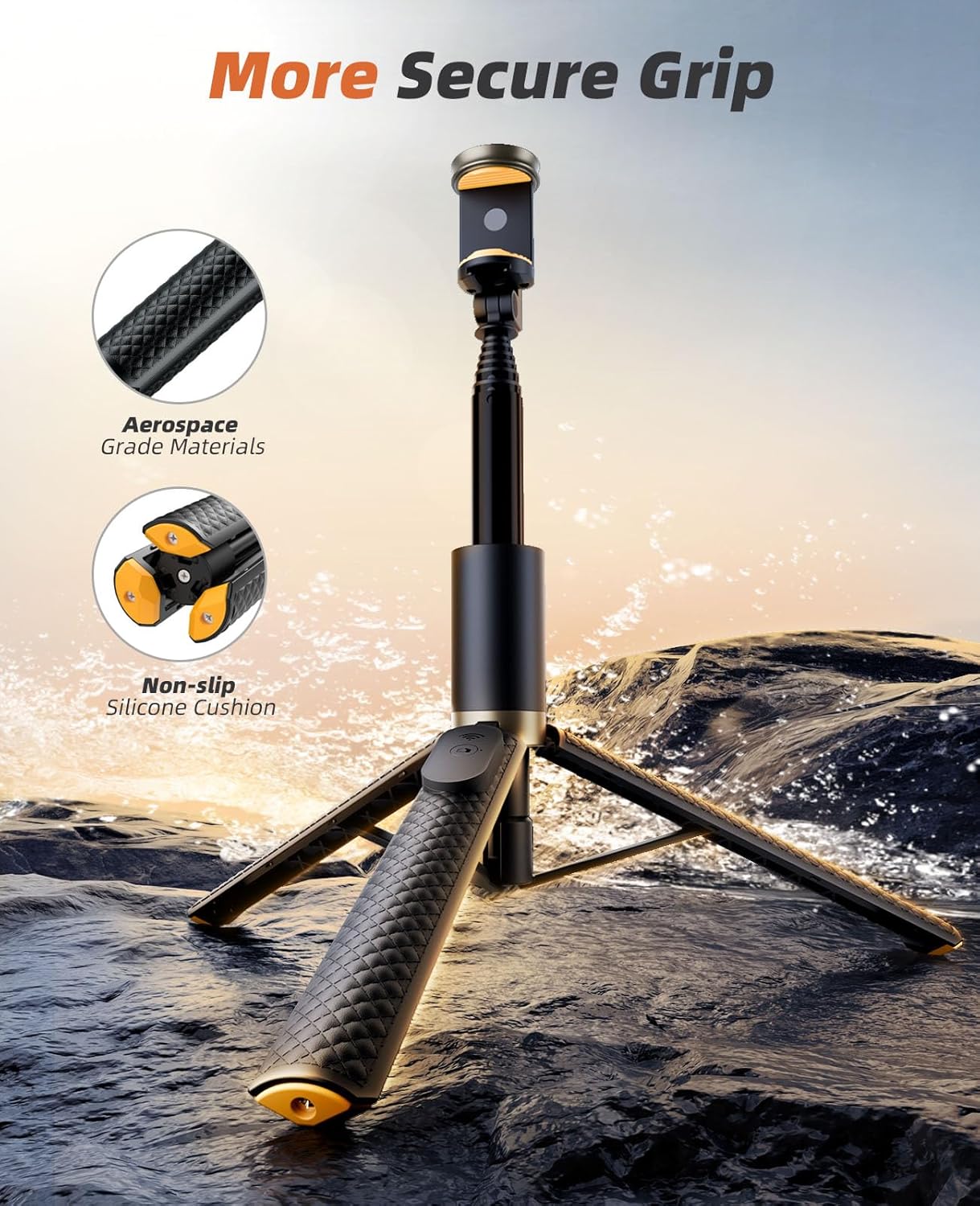 Vimose Phone Tripod & Selfie Stick with Remote, Portable, Lightweight for Video Recording Vlog, Extendable Travel Tripod Stand Compatible with iPhone Android, Black, 62"