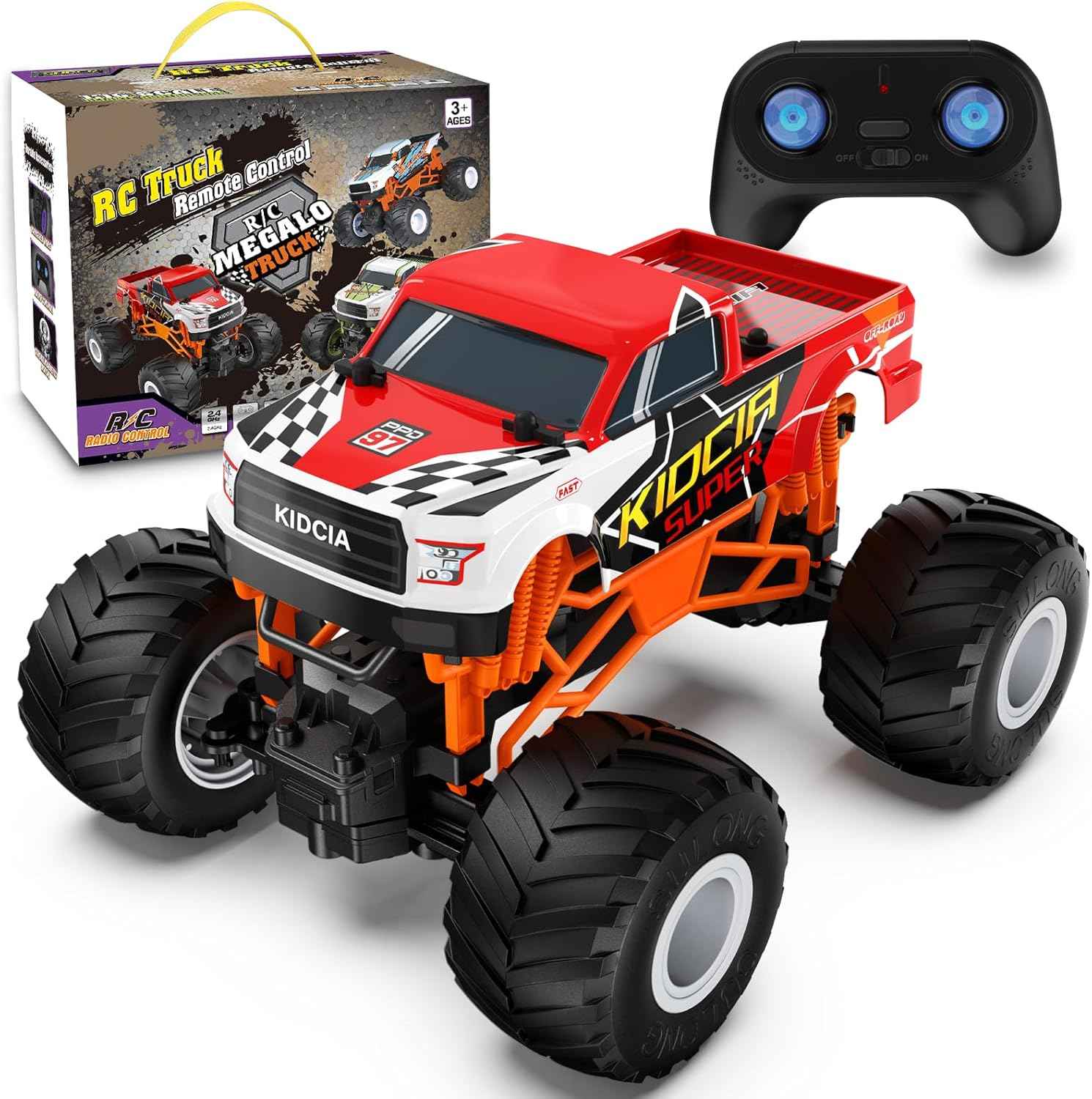 Kidcia 1:16 Scale RC Monster Truck - 2.4GHz All Terrain Car for Kids 4-12, 20 Km/h Off Road RC Truck, Christmas or Birthday Gift