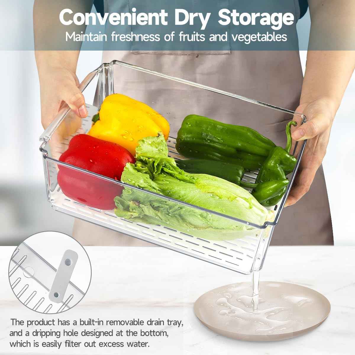 14 Pack Fridge Organizers and Storage - Refrigerator Organizer Bins with Lids, BPA-Free Fridge Organization, Fruit Storage Containers for Fridge, Vegetable, Food, Drinks, Cereals, Clear