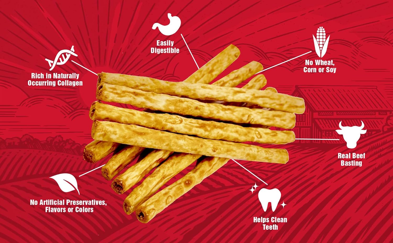 Rewardables natural collagen and beef dog chews for healthy joints and skin 100 count high protein