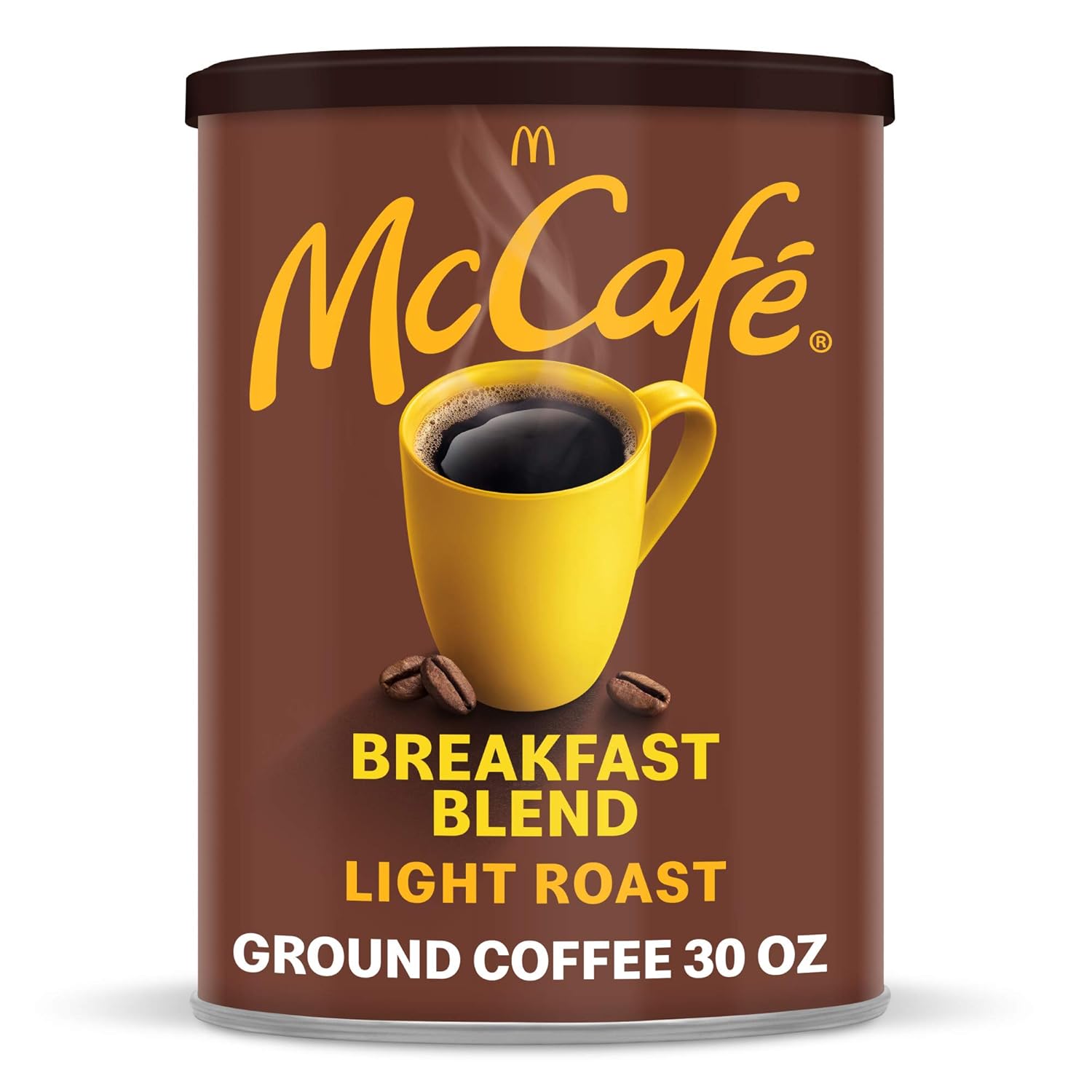 McCafe Breakfast Blend 30 oz Canister Light Roast Ground Coffee Specialty Fat-Free Arabica