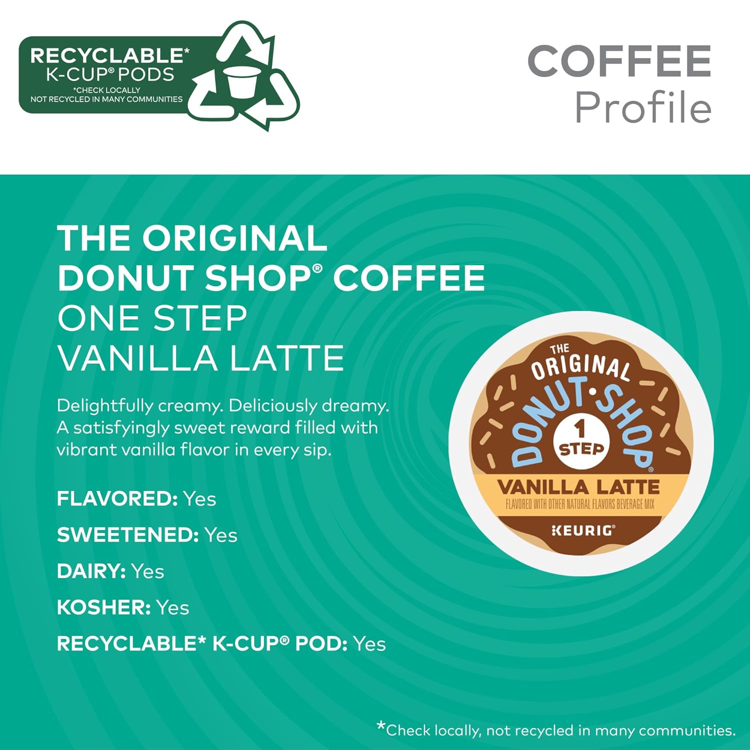 Original Donut Shop Vanilla Latte Single-Serve Keurig K-Cup Pods 20 Count