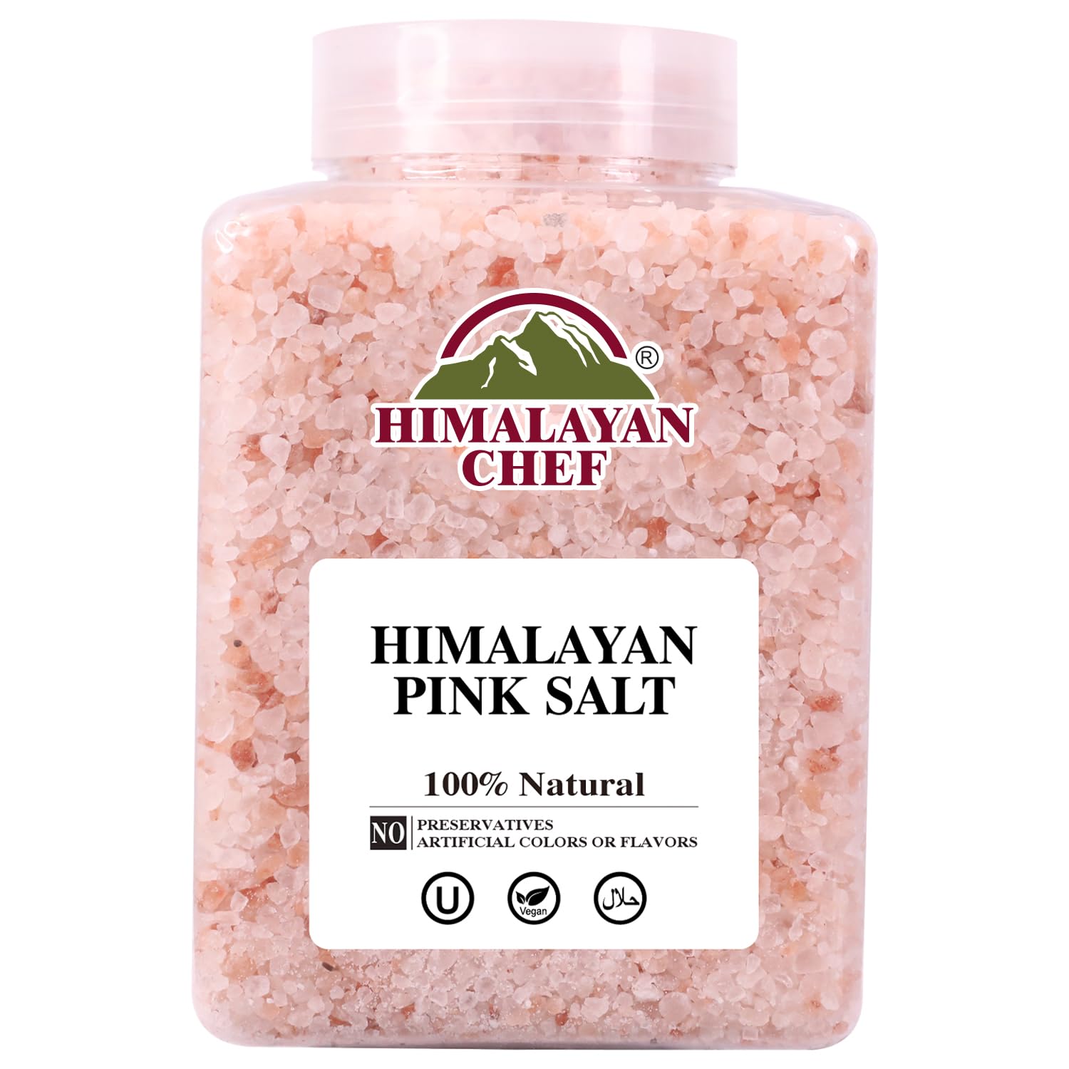 Himalayan Chef Pink Himalayan Salt Coarse Grain, 5 lbs, Pure, Natural, Kosher, Mineral-Rich, Refill for Grinders, Cooking, Seasoning