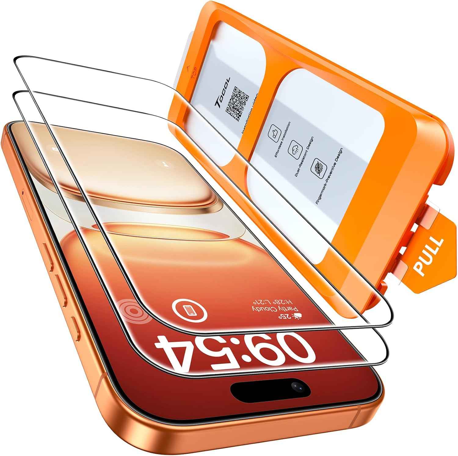 TOCOL for iPhone 17 Screen Protector 6.3 inch 9H Hardness Military Grade Shatterproof HD Tempered Glass for Full Coverage Protection 2 Pack