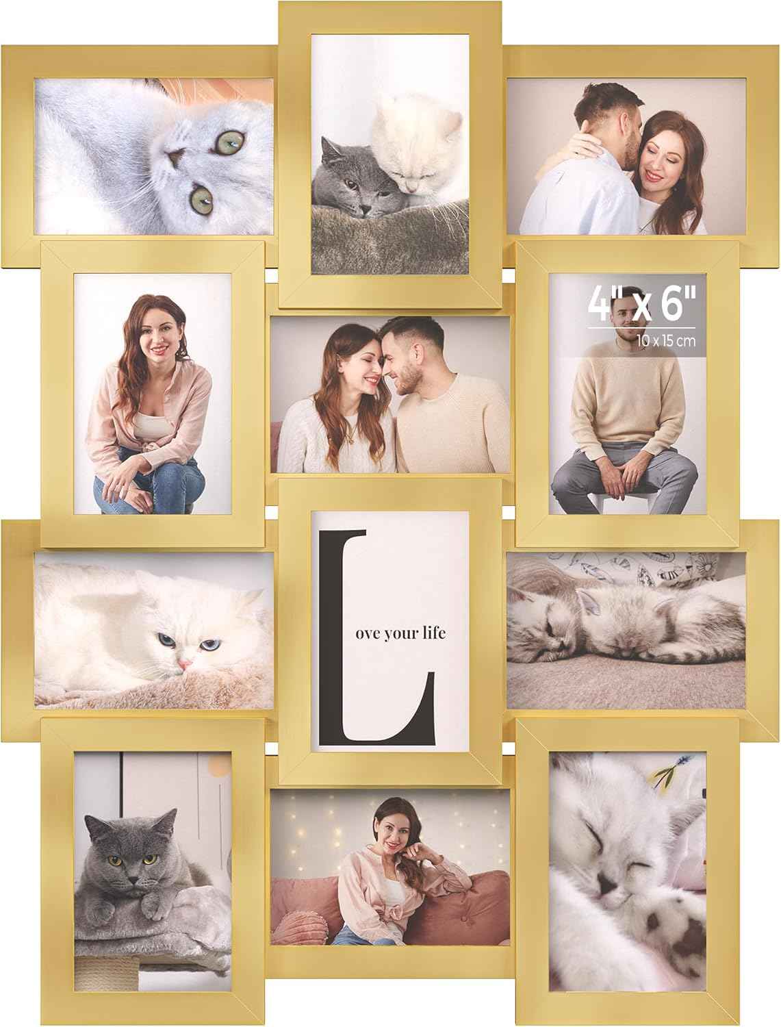 SONGMICS Collage Picture Frames, 4x6 for Wall Decor Set of 12, Multi Family Photo for Gallery Decor, Hanging Display, Assembly Required, Christmas Gift, Ink Black URPF26BK