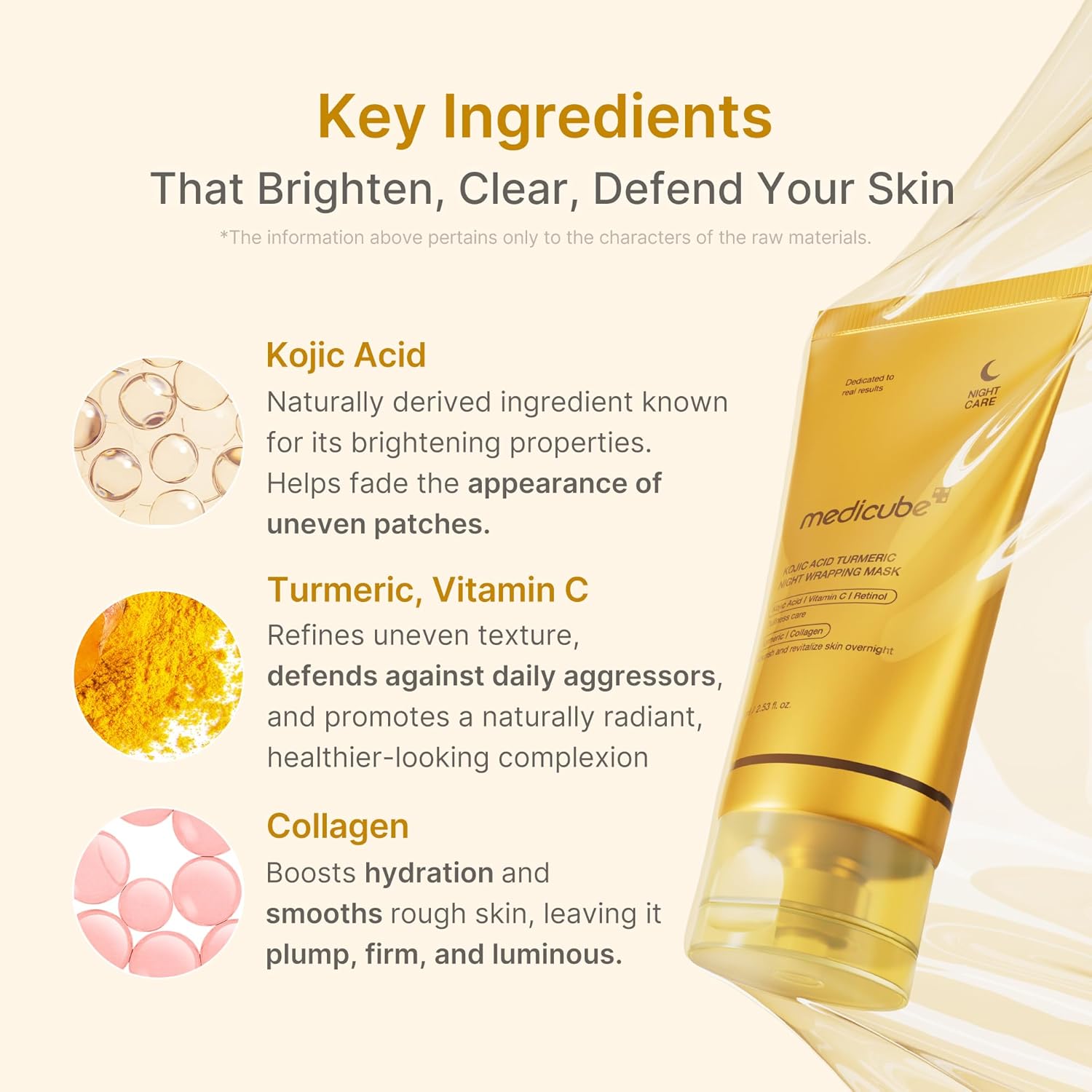 medicube Wrapping Mask Kojic Acid and Turmeric Overnight Peel Off Facial Mask, 2.53 fl.oz, Korean Skin Care