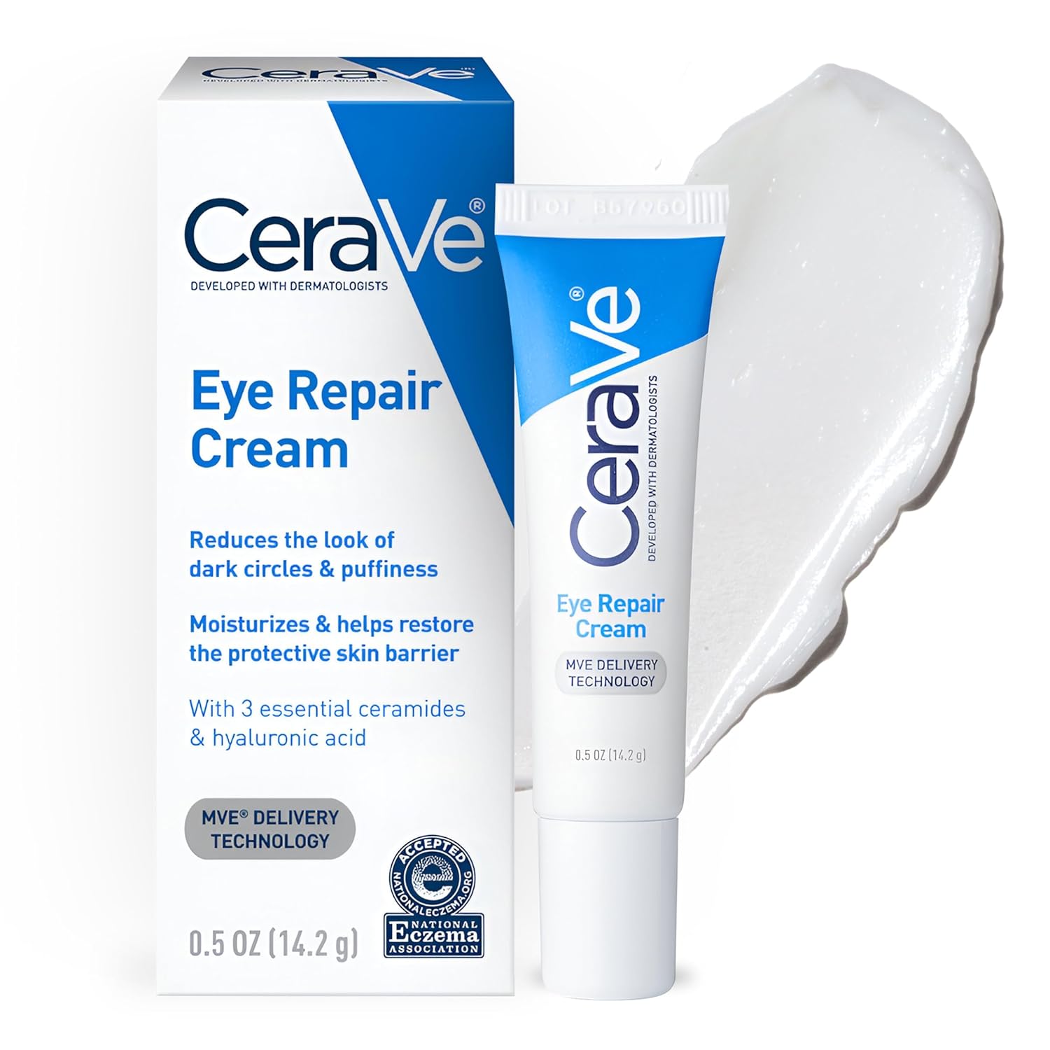 cerave eye repair cream, oil-free, hyaluronic acid, niacinamide, marine botanical complex, opthalmologist tested