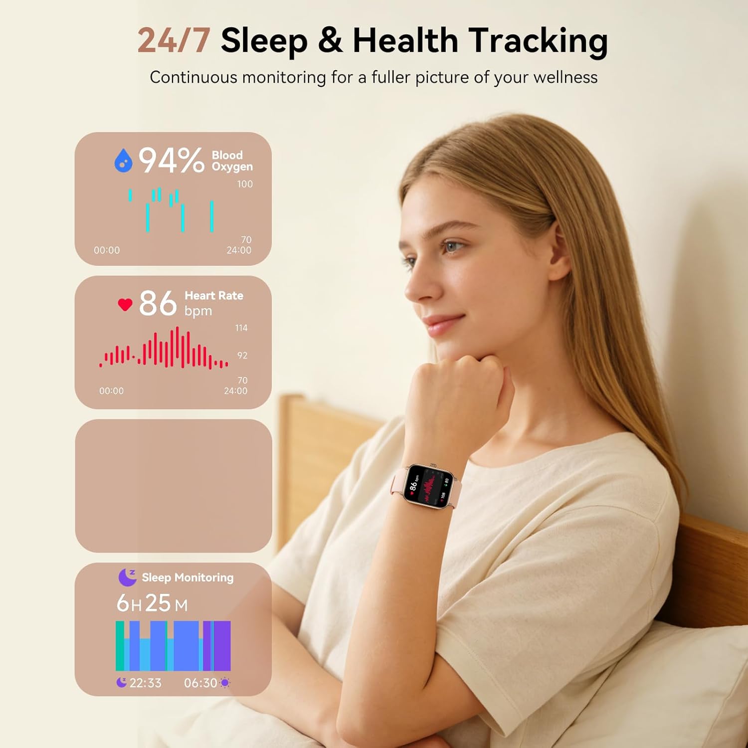 Smart Watches for Men Women, 1.85" HD Touch Screen Fitness Tracker with Bluetooth Calling & Alexa, IP68 Waterproof, 120 Sports Modes, Heart Rate Sleep Monitor, 7 Days Battery for iOS Android (Pink)