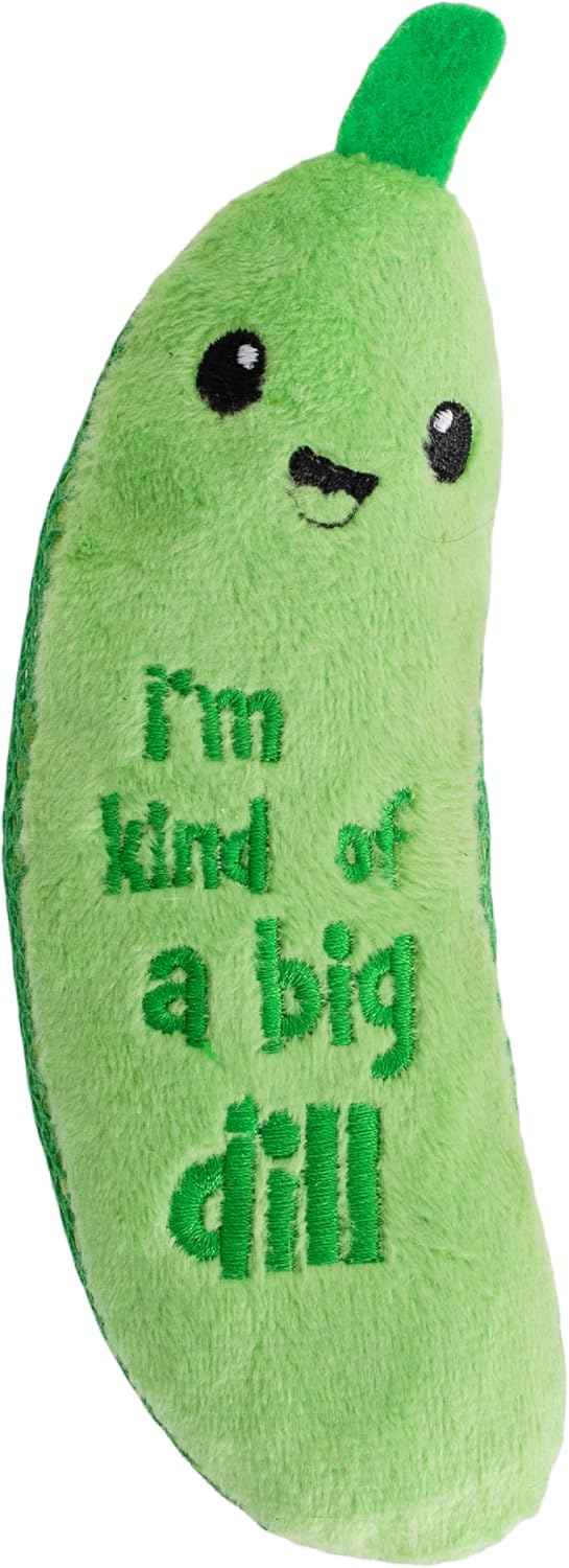 Catstages Crunchy Pickle Kicker Cat Toy – Plush Crinkle Toy with Catnip and Dental Mesh, 6.5"