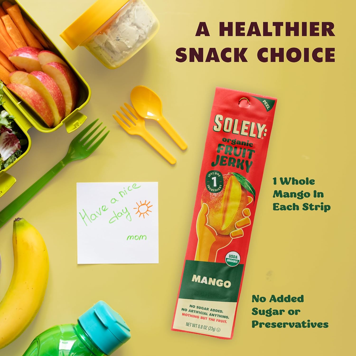 solely organic mango fruit jerky 12 individually wrapped fruit strips healthy vegan snacks