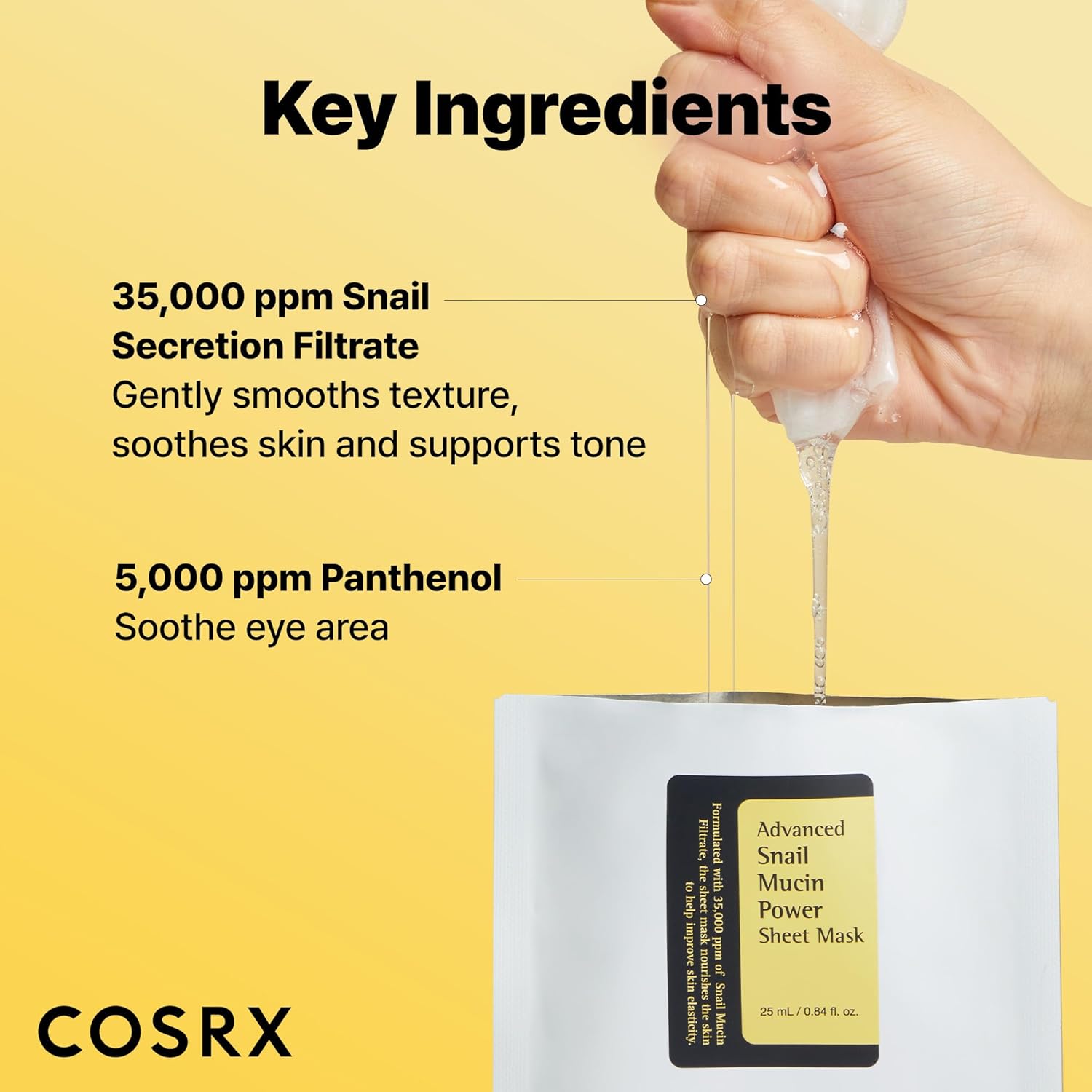 cosrx snail mucin sheet mask 10ea, 35000ppm snail mucin, self care, dry sensitive skin, cruelty free