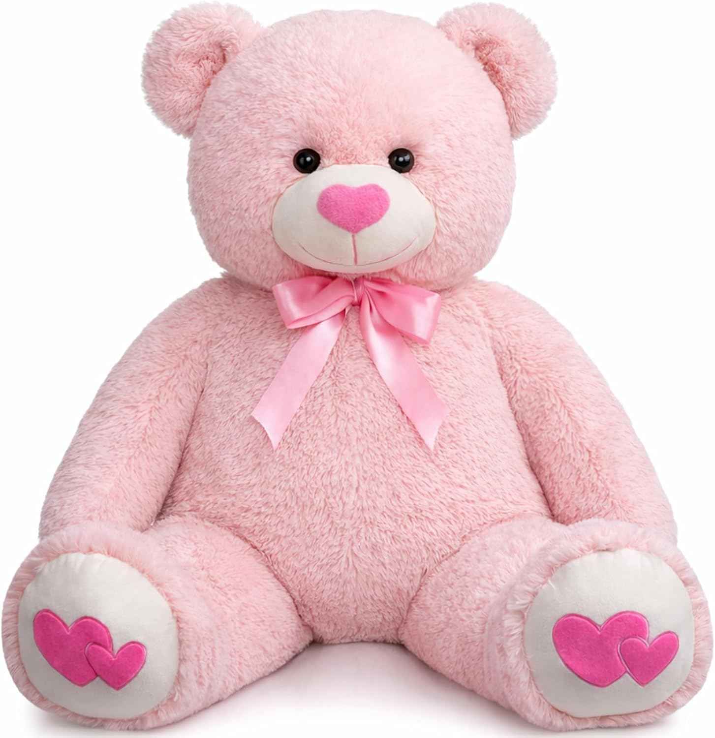 HollyHOME Big Teddy Bear Stuffed Animal Valentines Large Bear Plush with Red Heart for Girlfriend and Kids Valentines 36 inch Tan