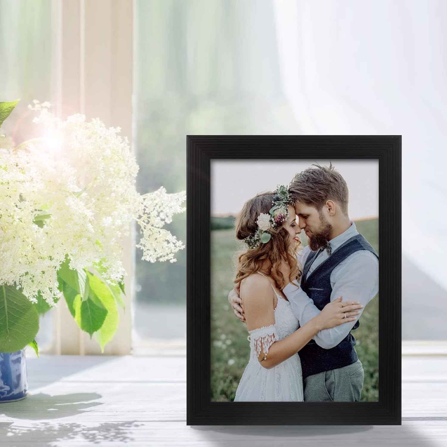 PECULA 2 Pack 5x7 Picture Frame, Black Picture Frame for Wall and Tabletop Display, Resistant Plastic Clear Plexiglass for Vertical or Horizontal Display