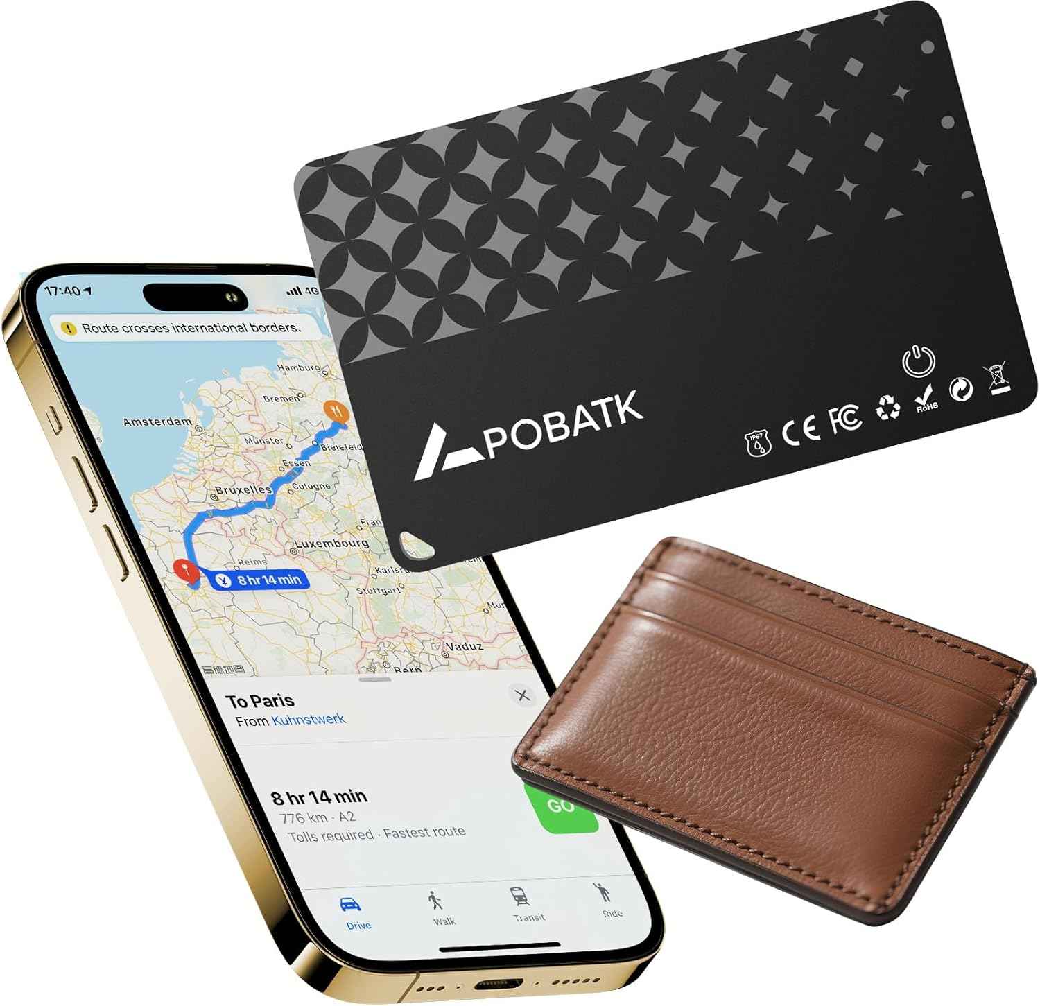 AirTag Card Wallet Tracker Set of 4 - Apple Find My (iOS Only) - 2025 Ultra-Slim 1.8mm Smart Finder, IP67 Locator for Men's Wallets & Luggage Black
