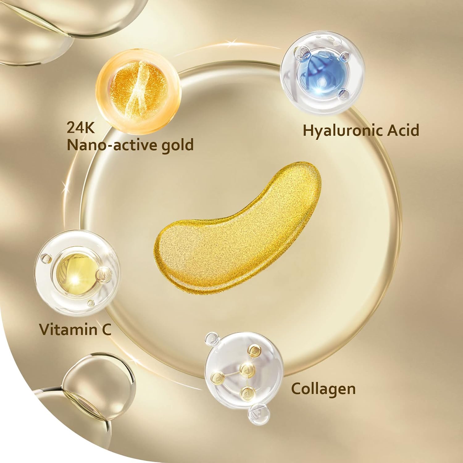 24K Gold Under Eye Patches (30 Pairs) for Puffy Eyes, Dark Circles, Wrinkles and Skin Revitalisation