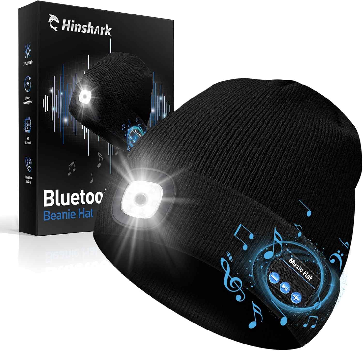 Gifts for Men, LED Bluetooth Beanie Hat, Valentines Day Gifts for Him, Anniversary Birthday Gift for Men Dad Him Husband Grandpa, Mens Valentines Gift for Camping Hiking Accessories Cool Gadgets