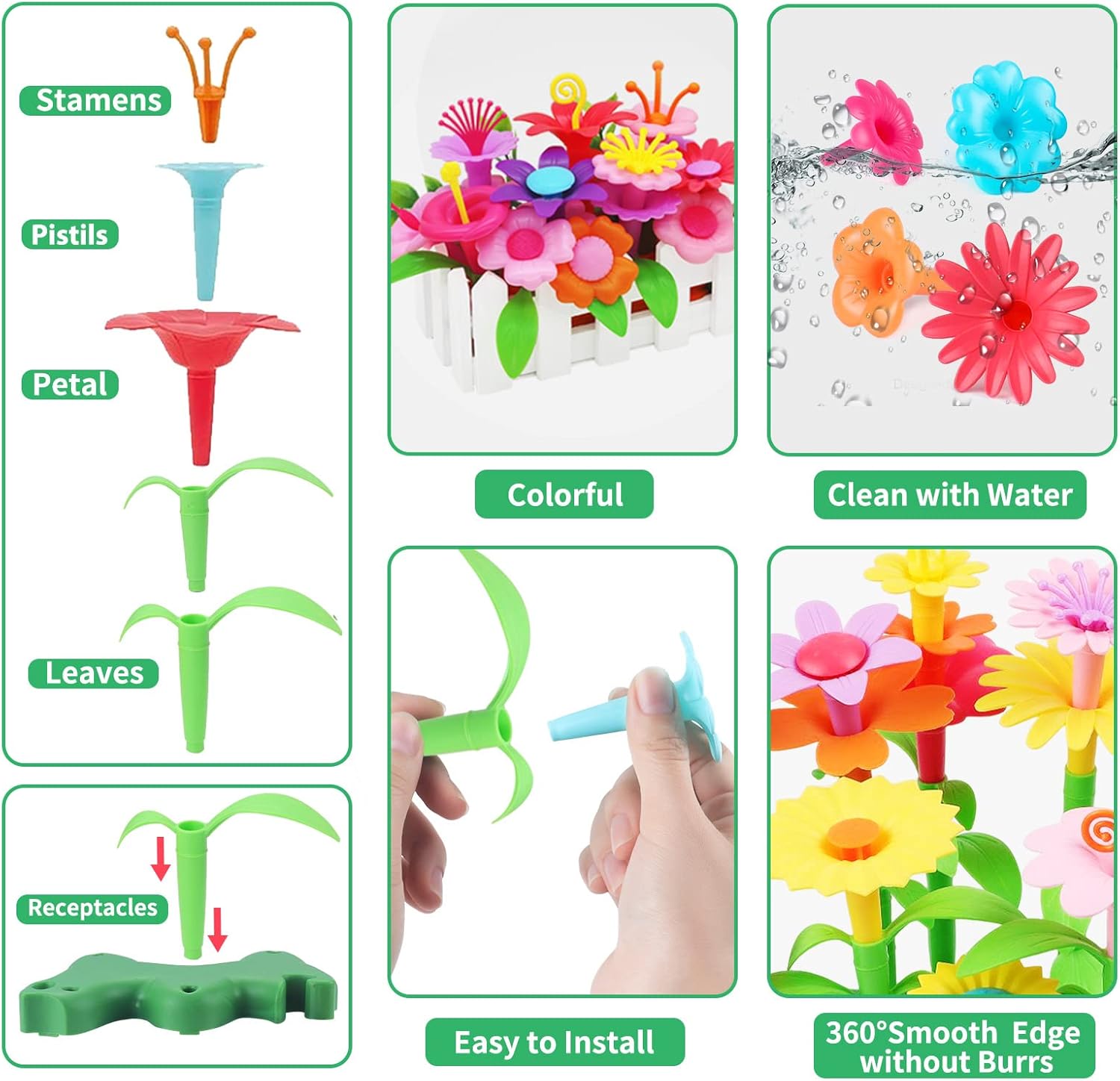 CENOVE Birthday Toys Gifts for 3 4 5 6 Years Old Boys Girls,Upgrade DIY Flower Garden Building Toy,STEM Educational Kids Toys Preschool Kindergarten Arts and Crafts Toy