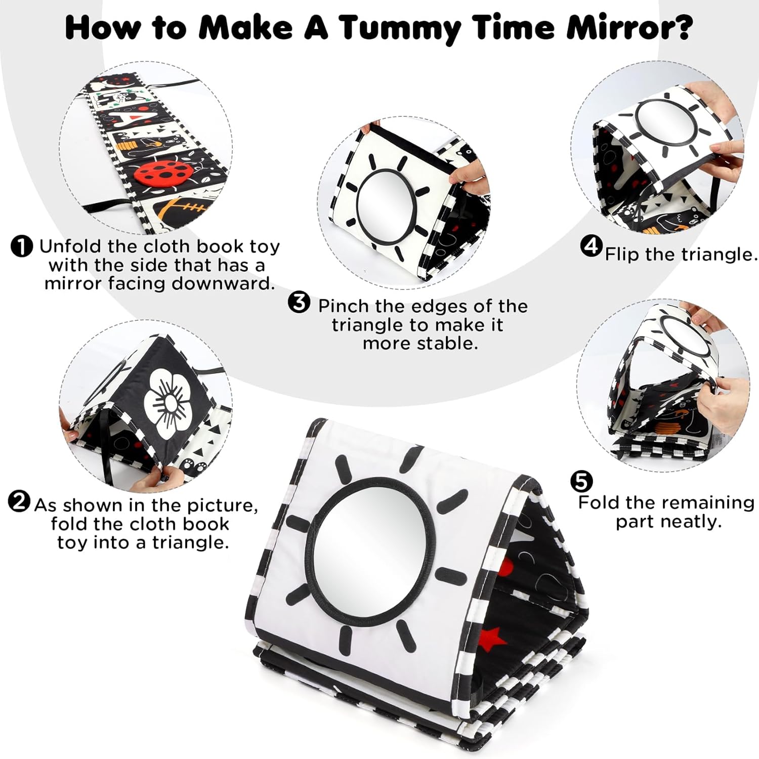 URMYWO Black and White Baby Toy, Tummy Time High Contrast Newborn Toys 0-3 Months, Soft Baby Book, Visual Stimulation Montessori Sensory Infant Toys 0-6-12 Months, Boy Girl Shower Gift