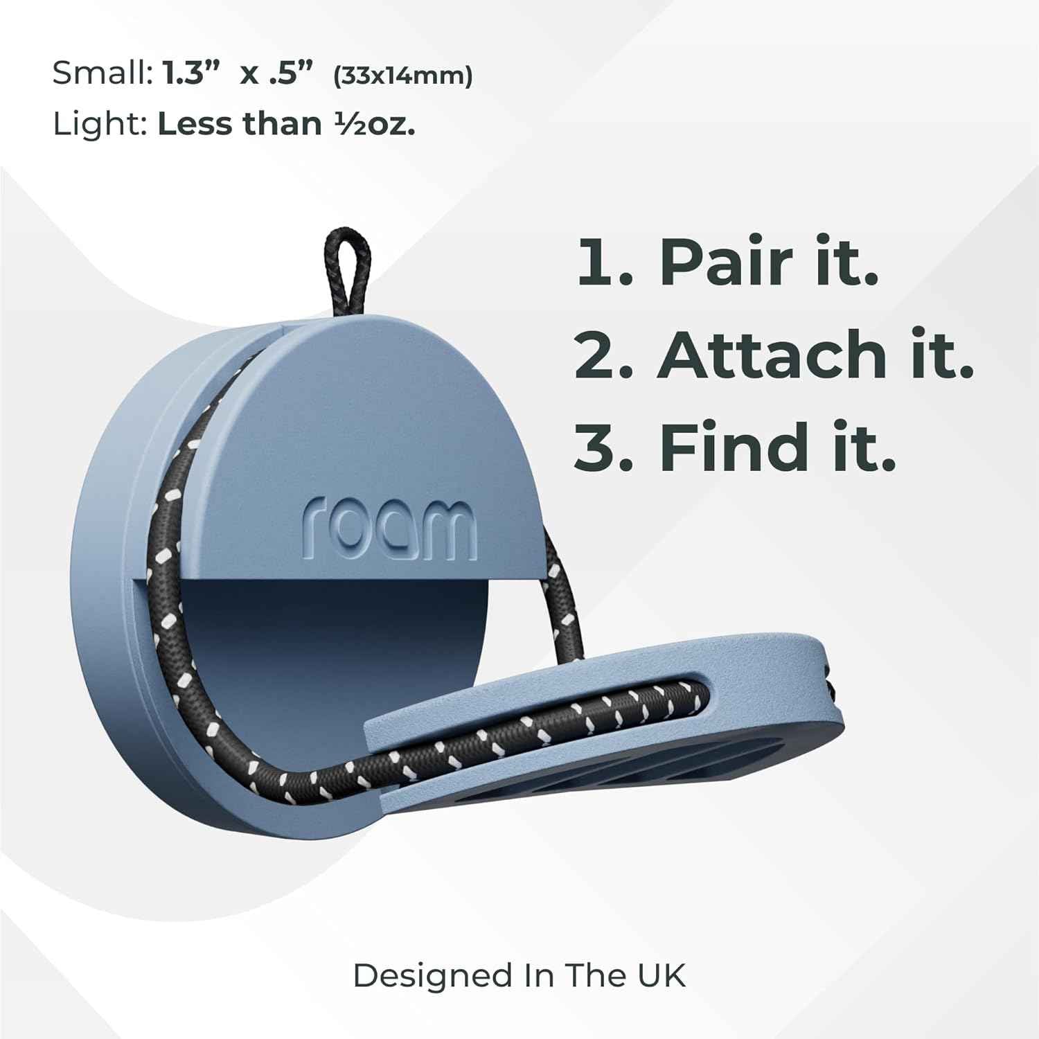 ROAM SMART TRACKER - Bluetooth Tracker & Item Locator for Keys, Wallet, Luggage, Kid & Pet Gear, (iOS, Android Compatible), No App or Subscription, Fast Setup, Waterproof | 2-Pack, Black & Blue