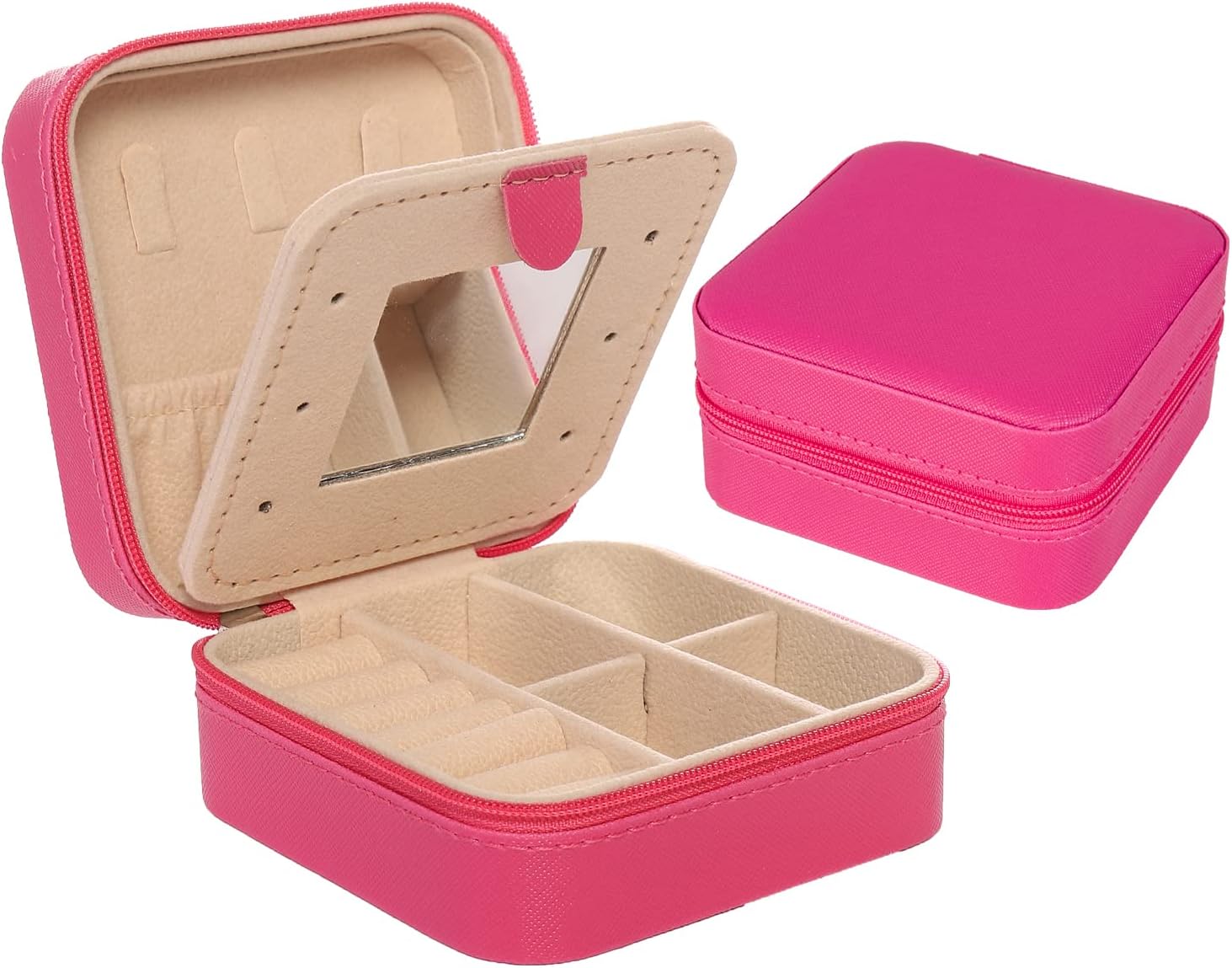 keLofoN small pink jewelry case with mirror travel gift for girls women