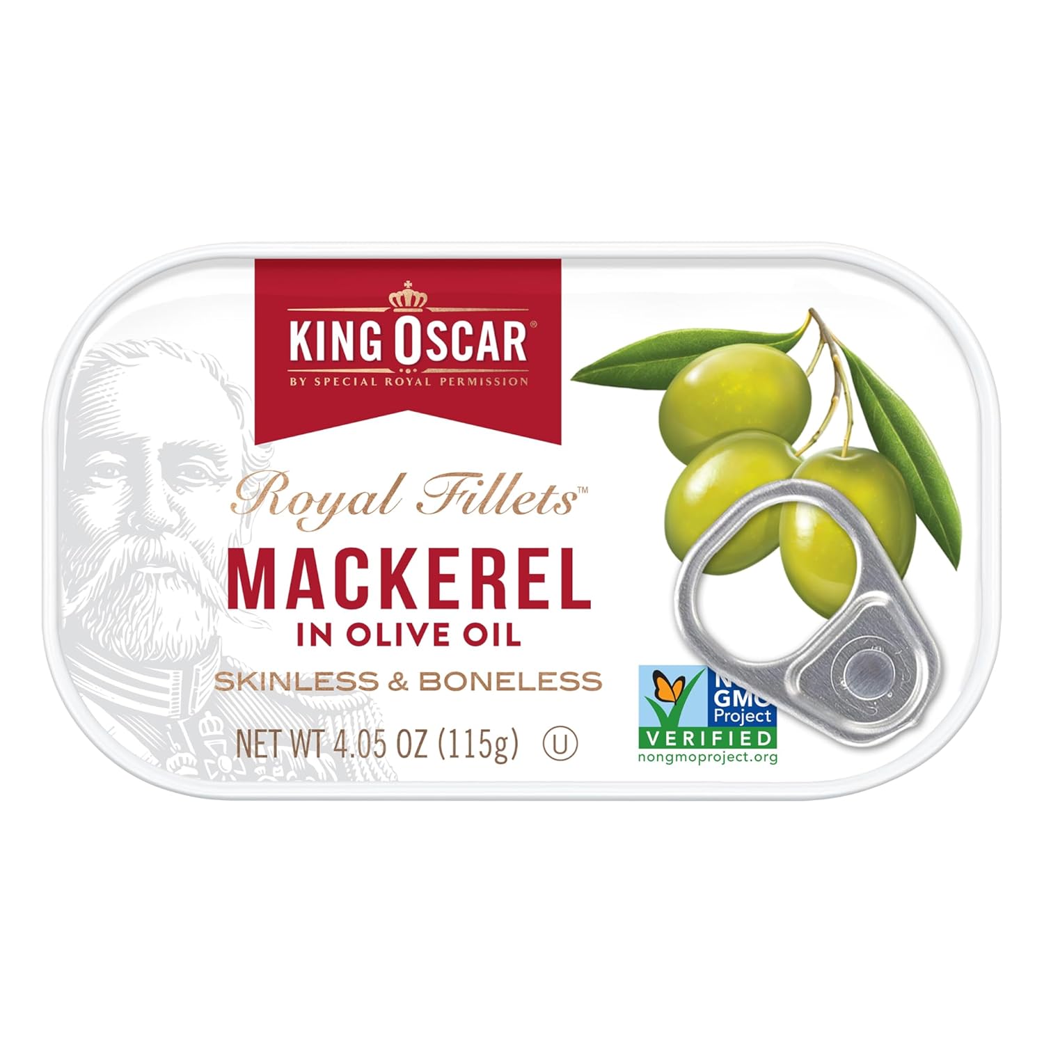 King Oscar skinless boneless wild caught mackerel in olive oil, 4.05 ounce can, pack of 6