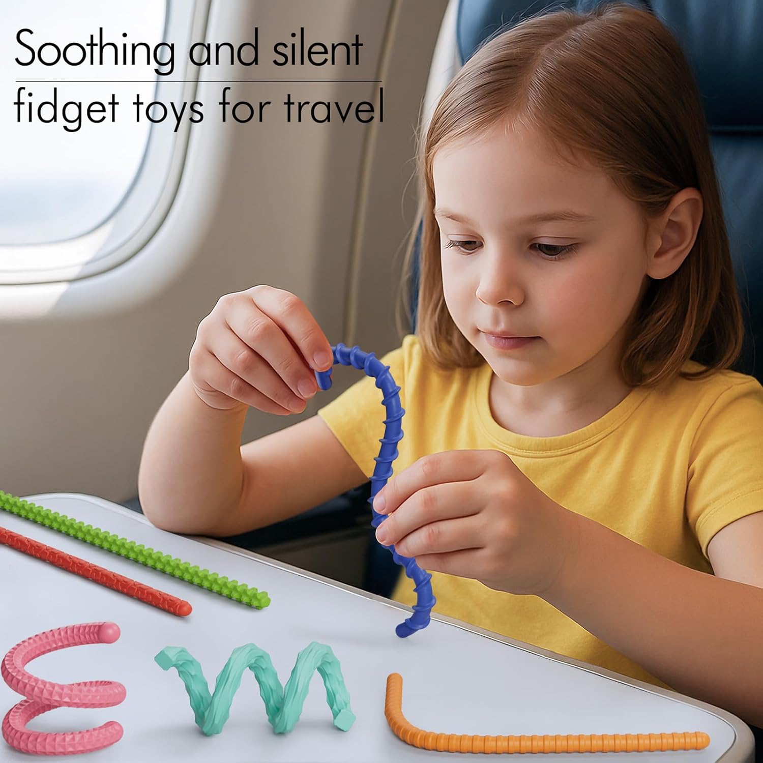 Sensory Fidget Toys for Kids Adults,6PCS Flexible Fidget Sticks for Stress Anxiety Autistic ADHD, Calm Down Travel Airplane Classroom Students Prizes Toys, Stocking Stuffers for Teens Boys Girls