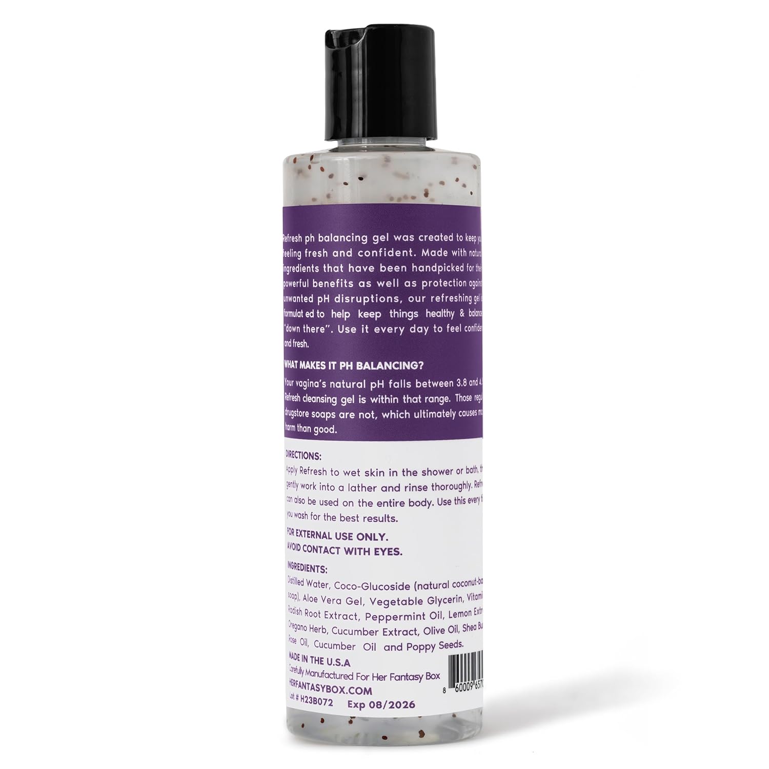 Her Fantasy Box Refresh pH Balanced Gentle Shower Gel Natural Hygiene Solution for All Skin Types 8 oz
