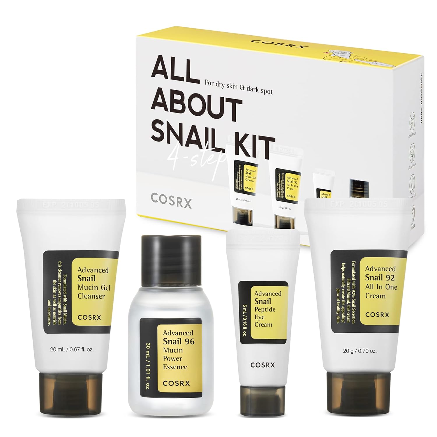 cosrx all about snail mucin korean skincare travel essentials set mini gift moisturizing kit