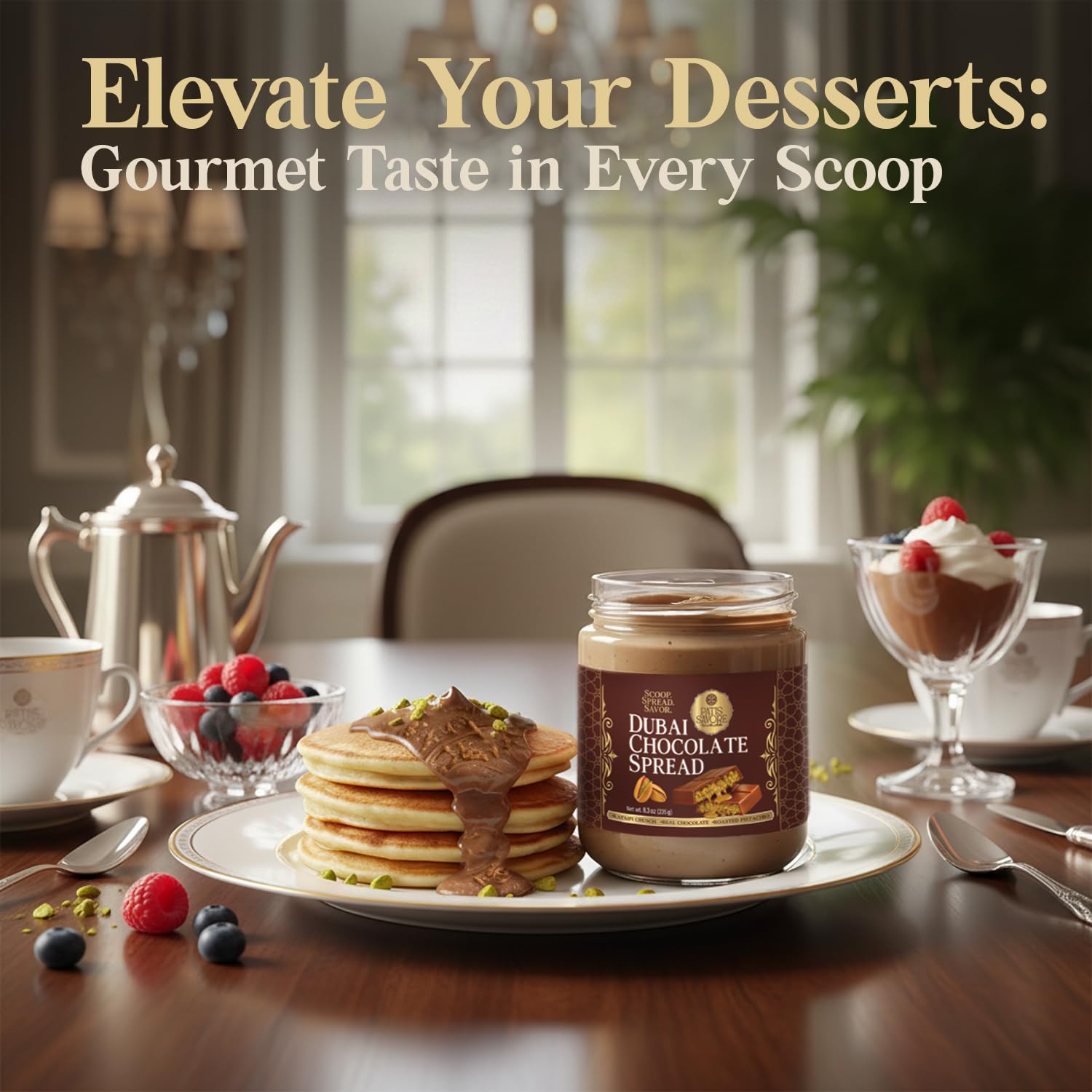 Dubai Chocolate Spread with Kataifi Pistachio Cream - 8.3oz - Luxurious Middle Eastern Chocolate Delight