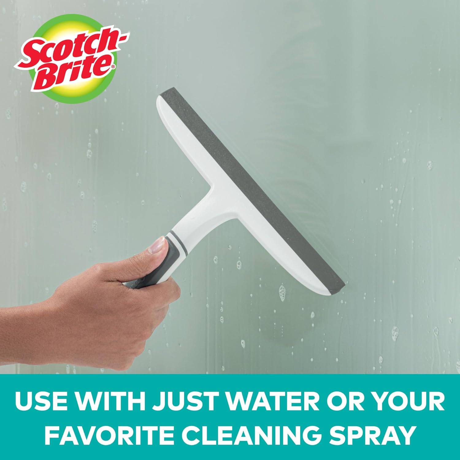 scotch-brite 10 inch dual blade streak-free squeegee all-purpose safe on mirrors glass shower doors windows sinks