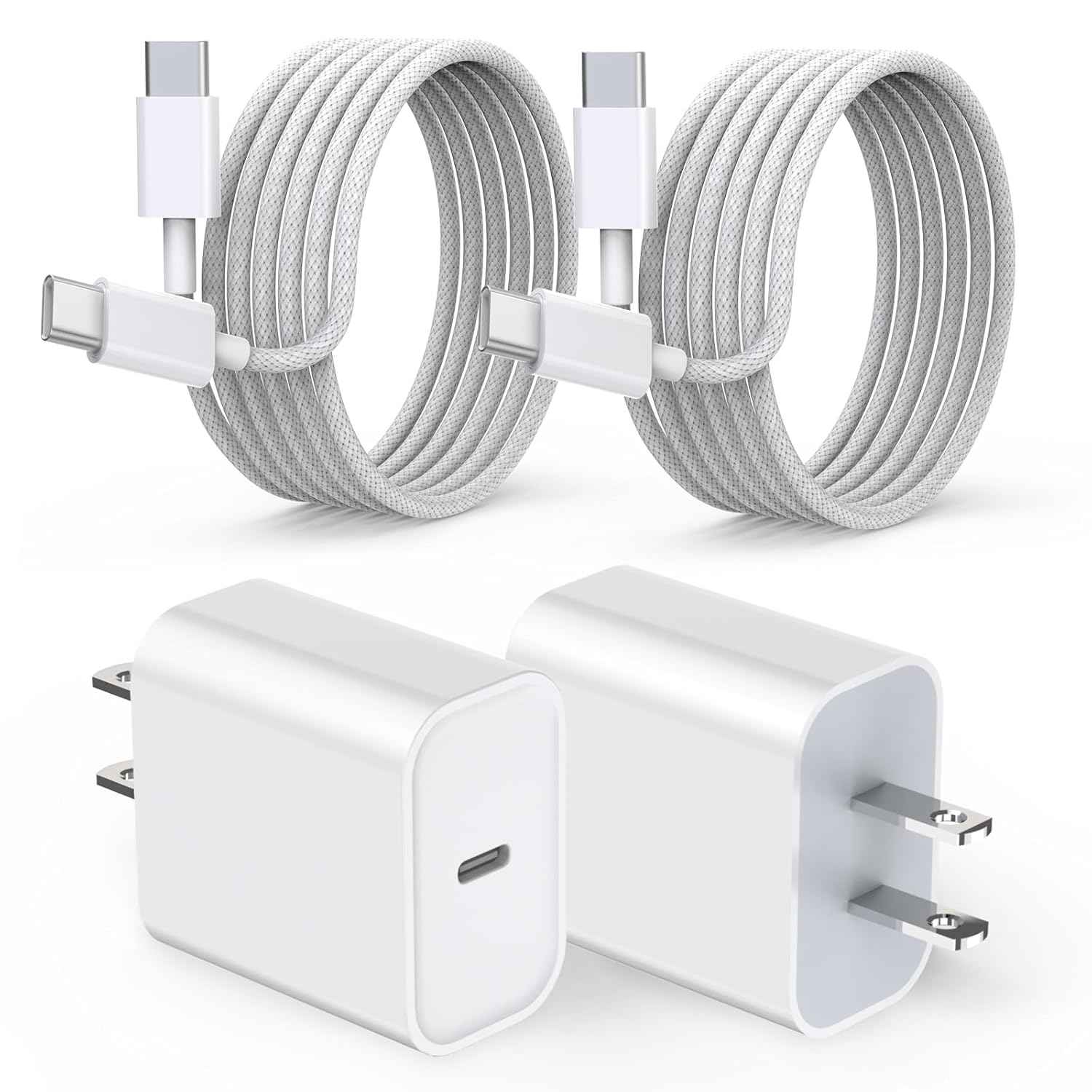 Charge for iPhone 16/15 Charger,Fast Charging iPhone 16/15 2Pack Type C Wall Charge Adapter USB C Charger Block 6FT USB-C to C Woven Cable for Apple iPhone 16 Pro Max/iPhone 15 Plus,iPad Pro/Air/Mini