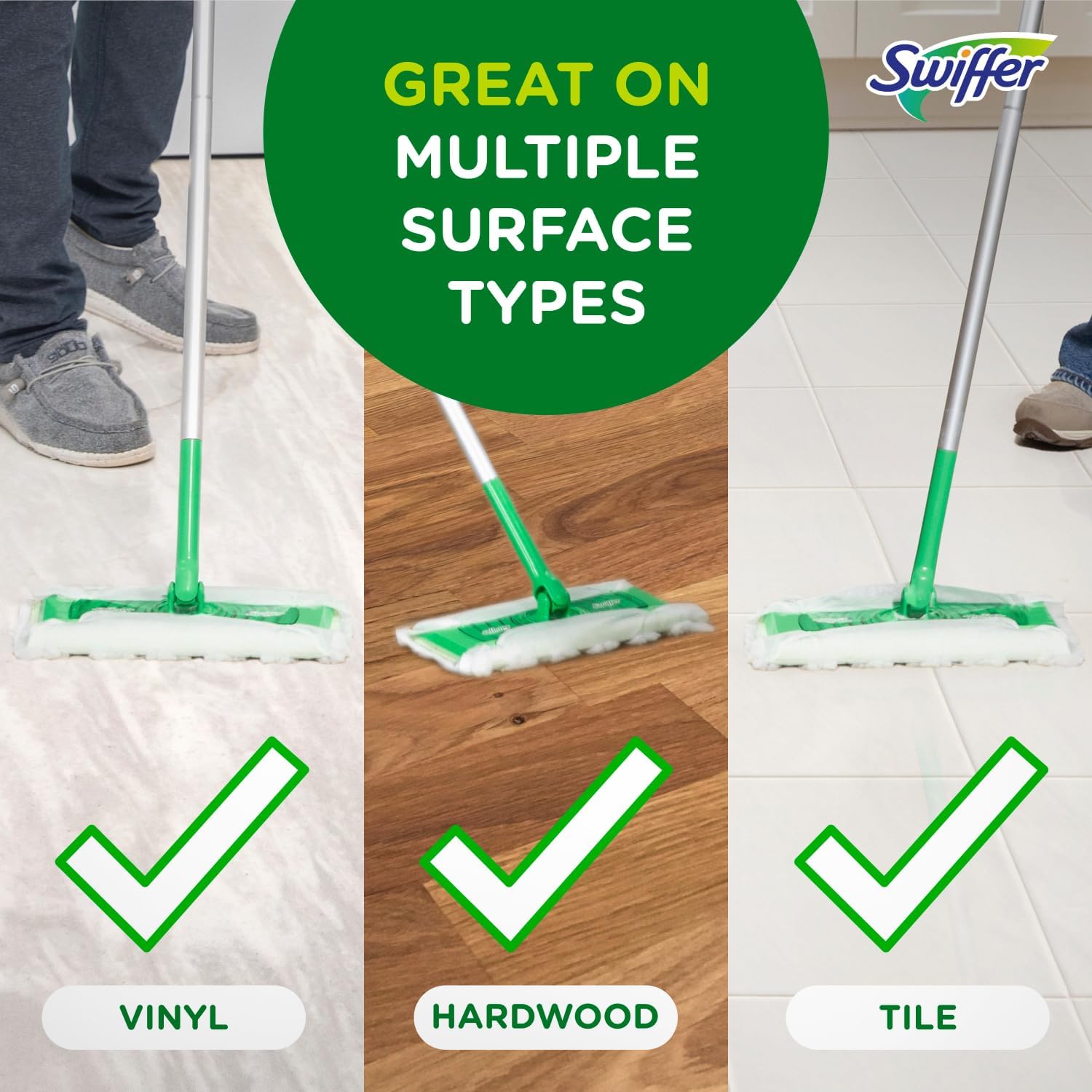 Swiffer Sweeper 2-in-1 Mops for Floor Cleaning, Dry and Wet Multi Surface Floor Cleaner, Sweeping and Mopping Starter Kit, Includes 1 Mop + 19 Refills, 20 Piece Set - Rayz Mart